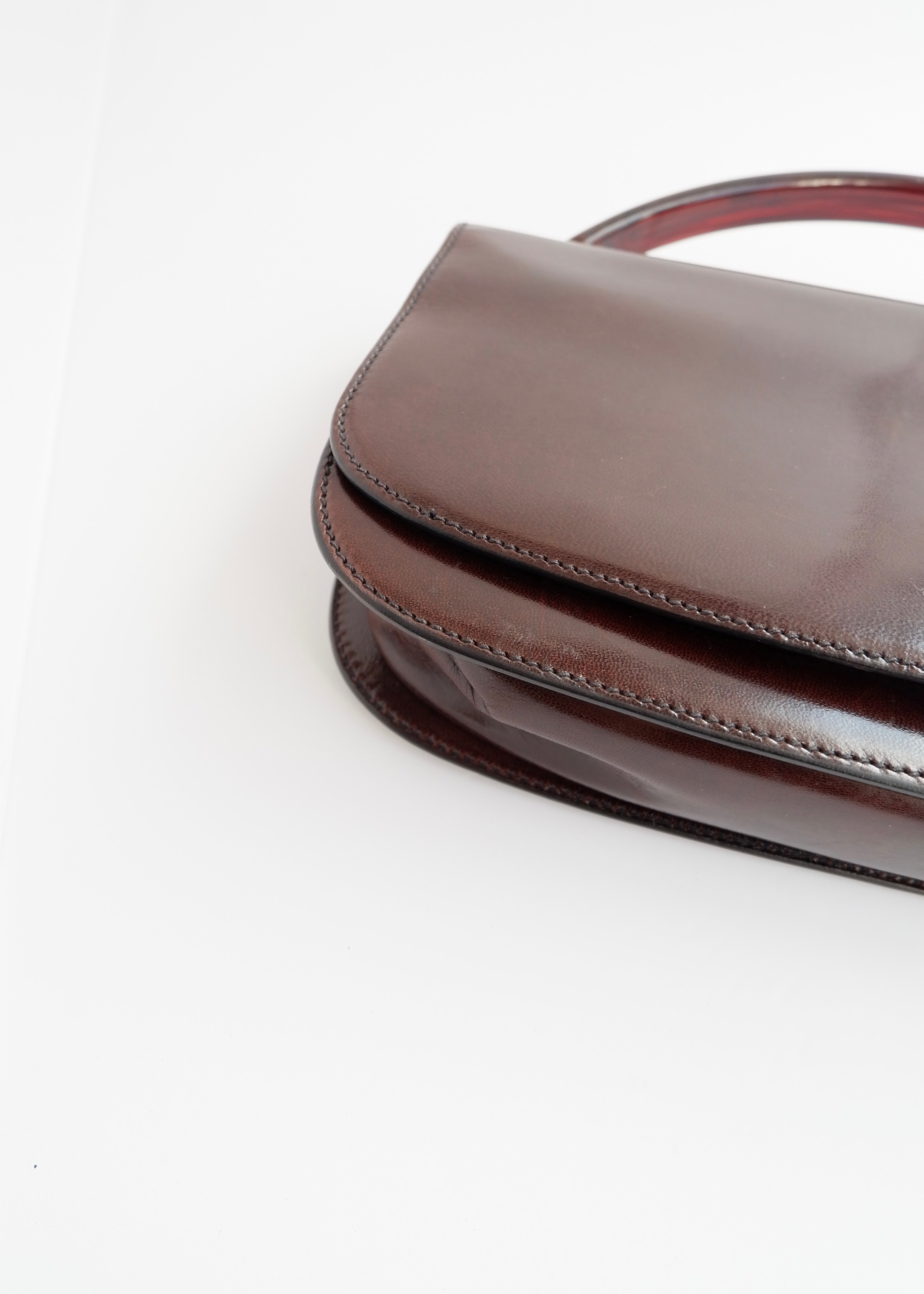 Authentic Preowned Vintage Prada Brown Leather Top Handle Bag