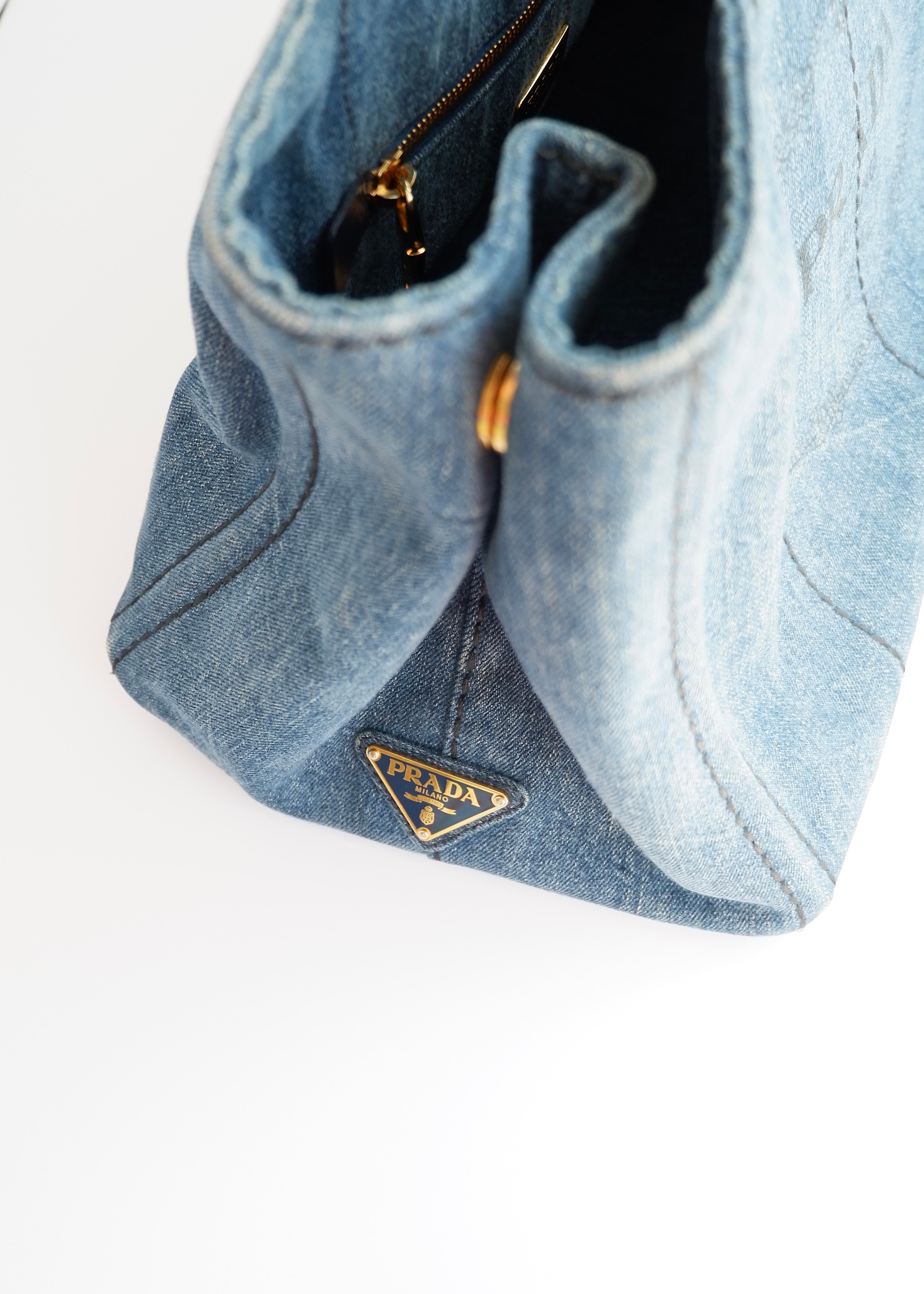 Authentic Preowned Prada Navy Denim Canapa Tote Bag