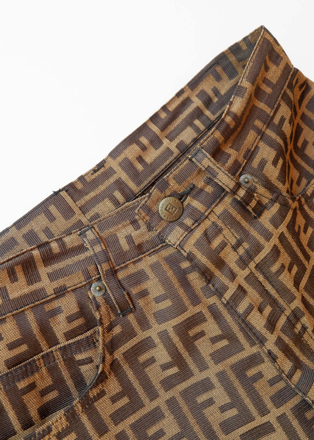 Authentic Preowned Vintage Fendi Brown Zucca Print Straight Leg Pants - S