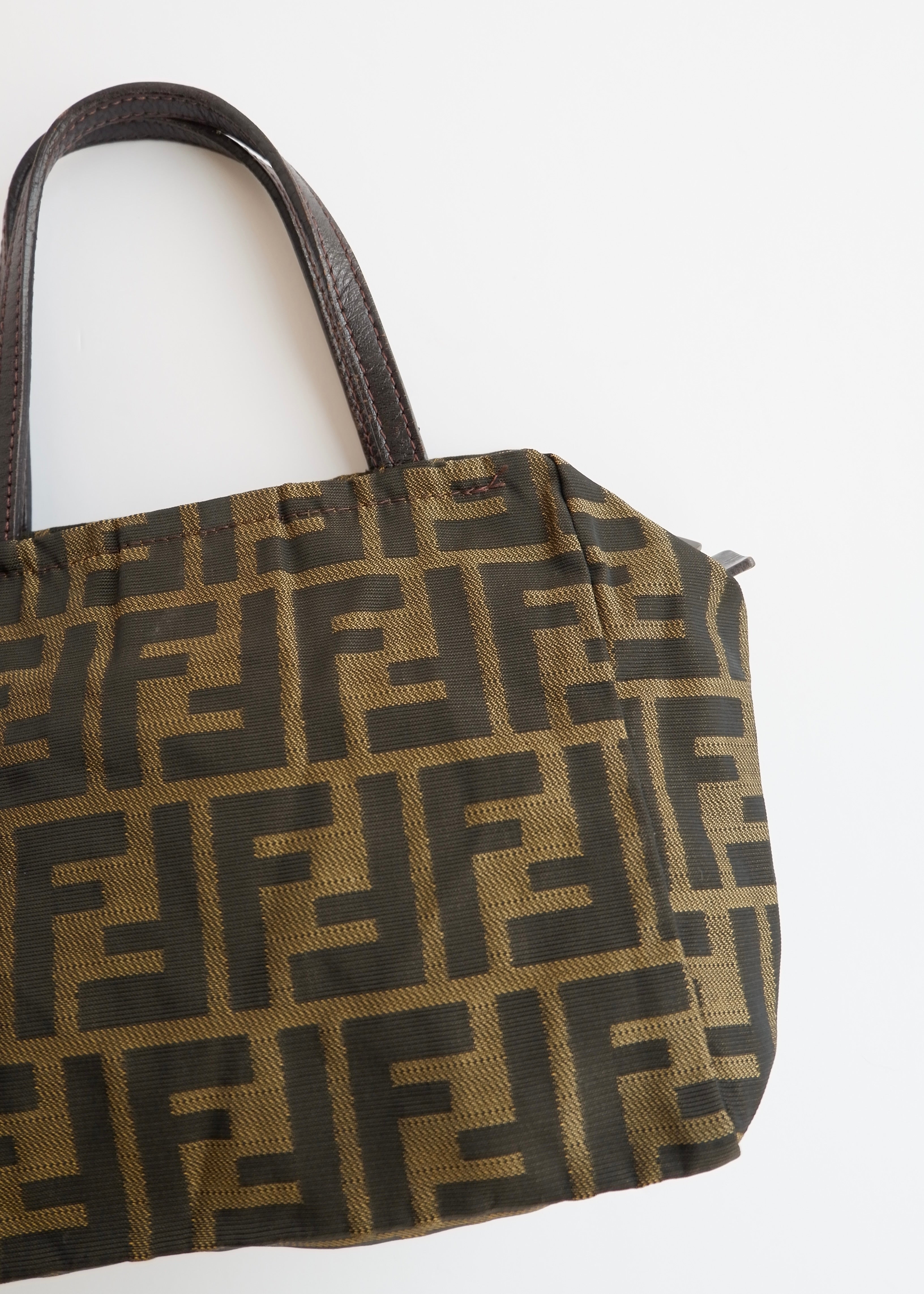 Authentic Preowned Vintage Fenci Brown Canvas Zucca Mini Handbag