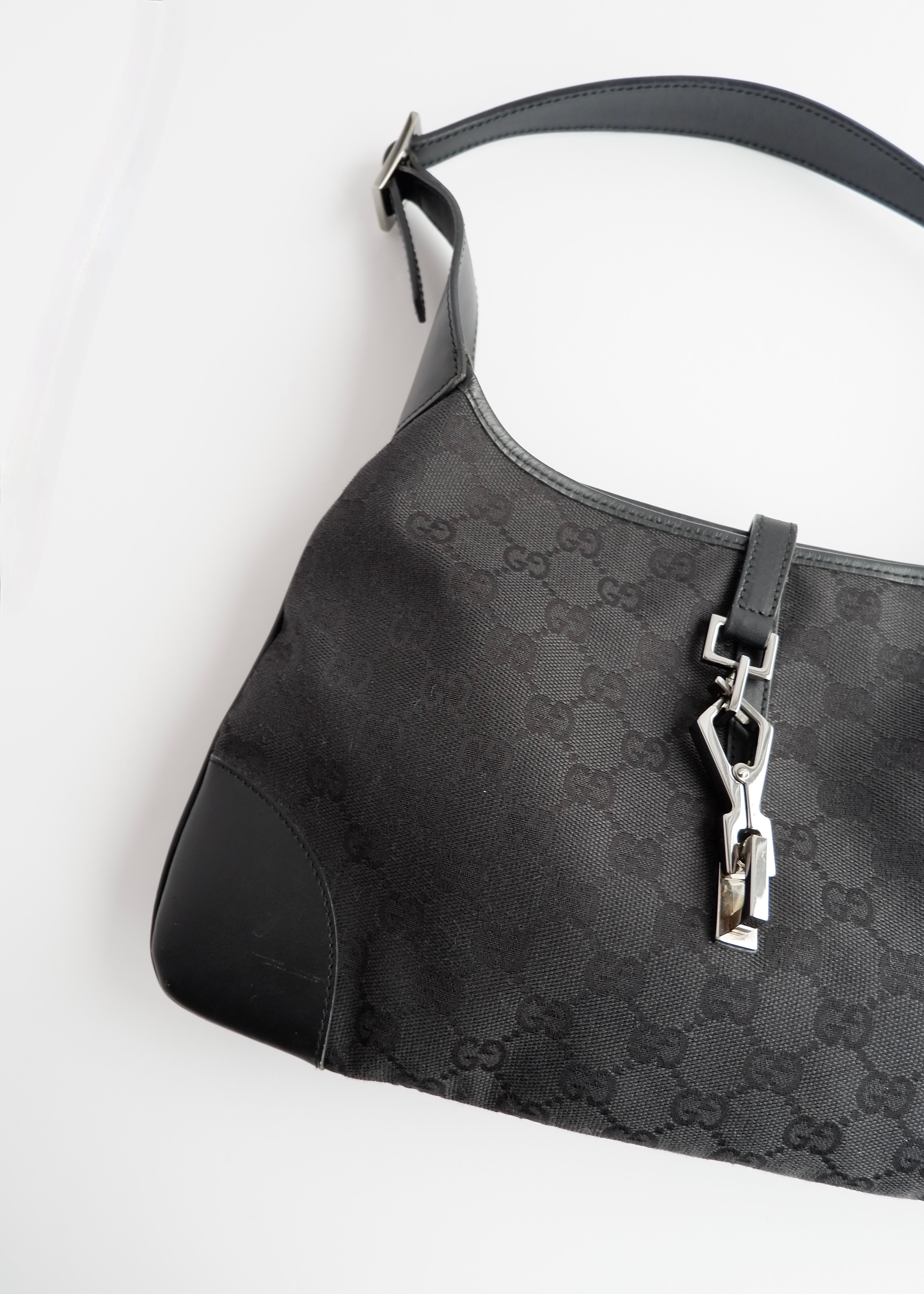 Authentic Preowned Gucci Black GG Canvas Jackie Shoulder Bag