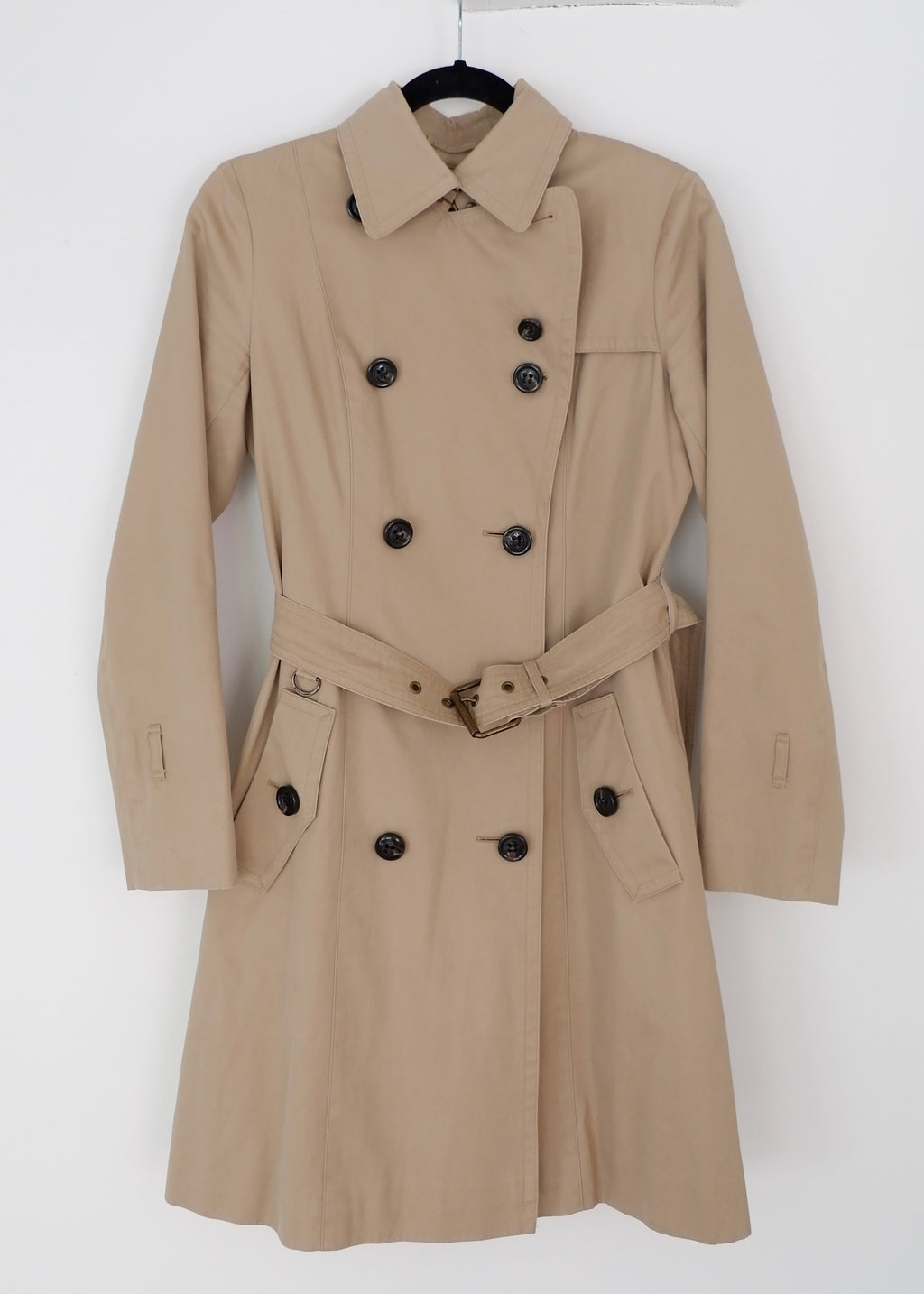 Trench-coat mi-long beige Burberry d'occasion authentique - T.S