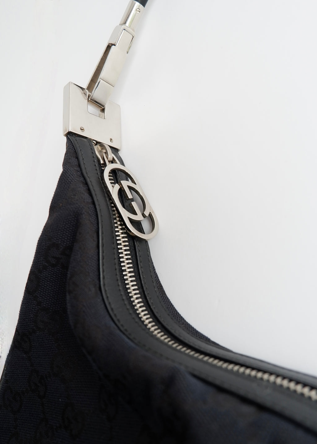 Authentic Preowned Gucci Black GG Canvas SHW Shoulder Bag