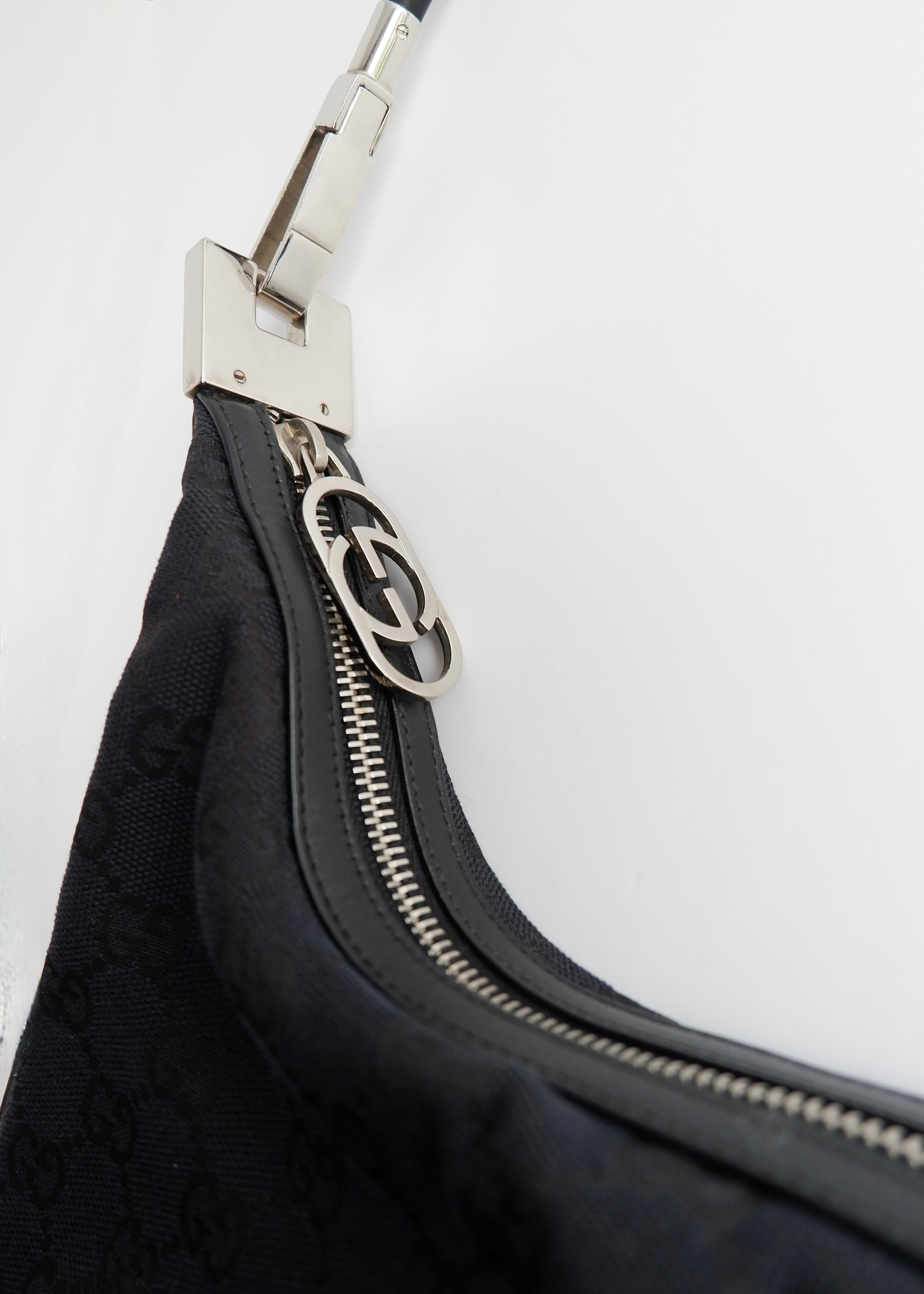 Authentic Preowned Gucci Black GG Canvas SHW Shoulder Bag