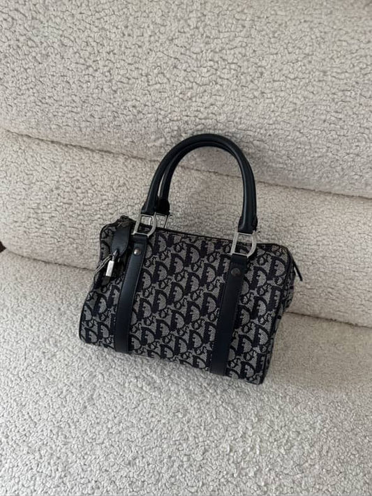 Authentic Preowned Christian Dior Dark Navy Trotter Small Boston Bag