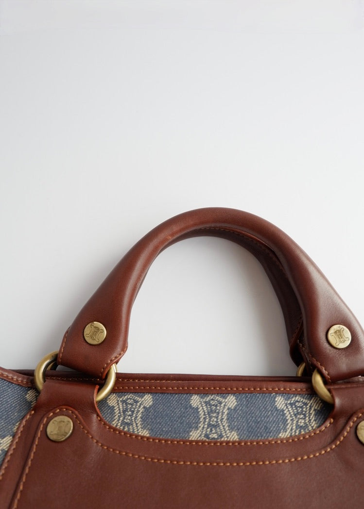 Authentic Preowned Vintage Celine Blue Denim Triomphe Boogie Bag