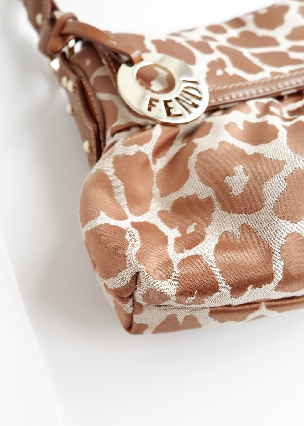 Authentic Preowned Fendi Brown Leopard Fabric Chef Shoulder Bag