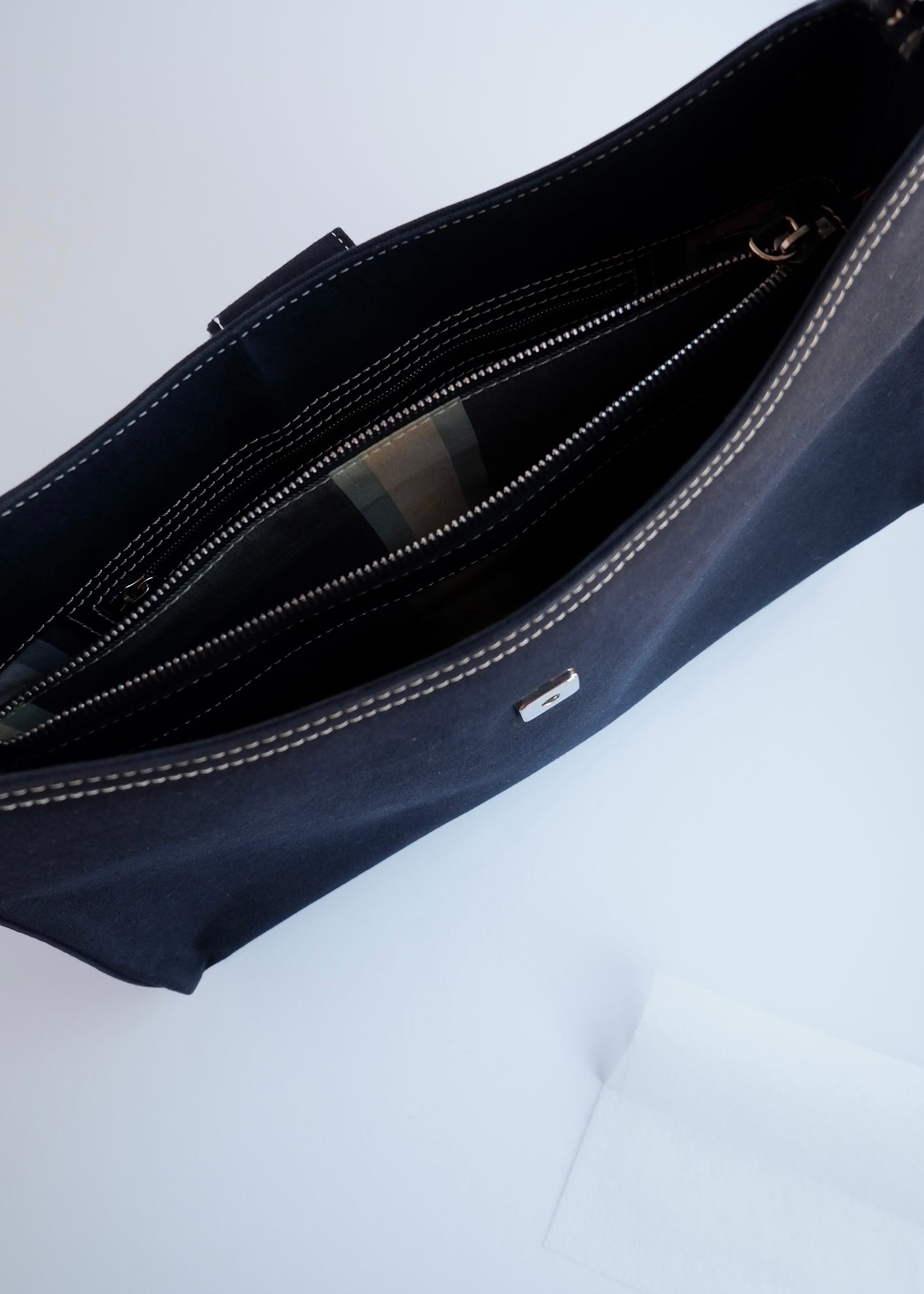 Authentic Preowned Fendi Navy Denim/Canvas Large Shoulder Bag