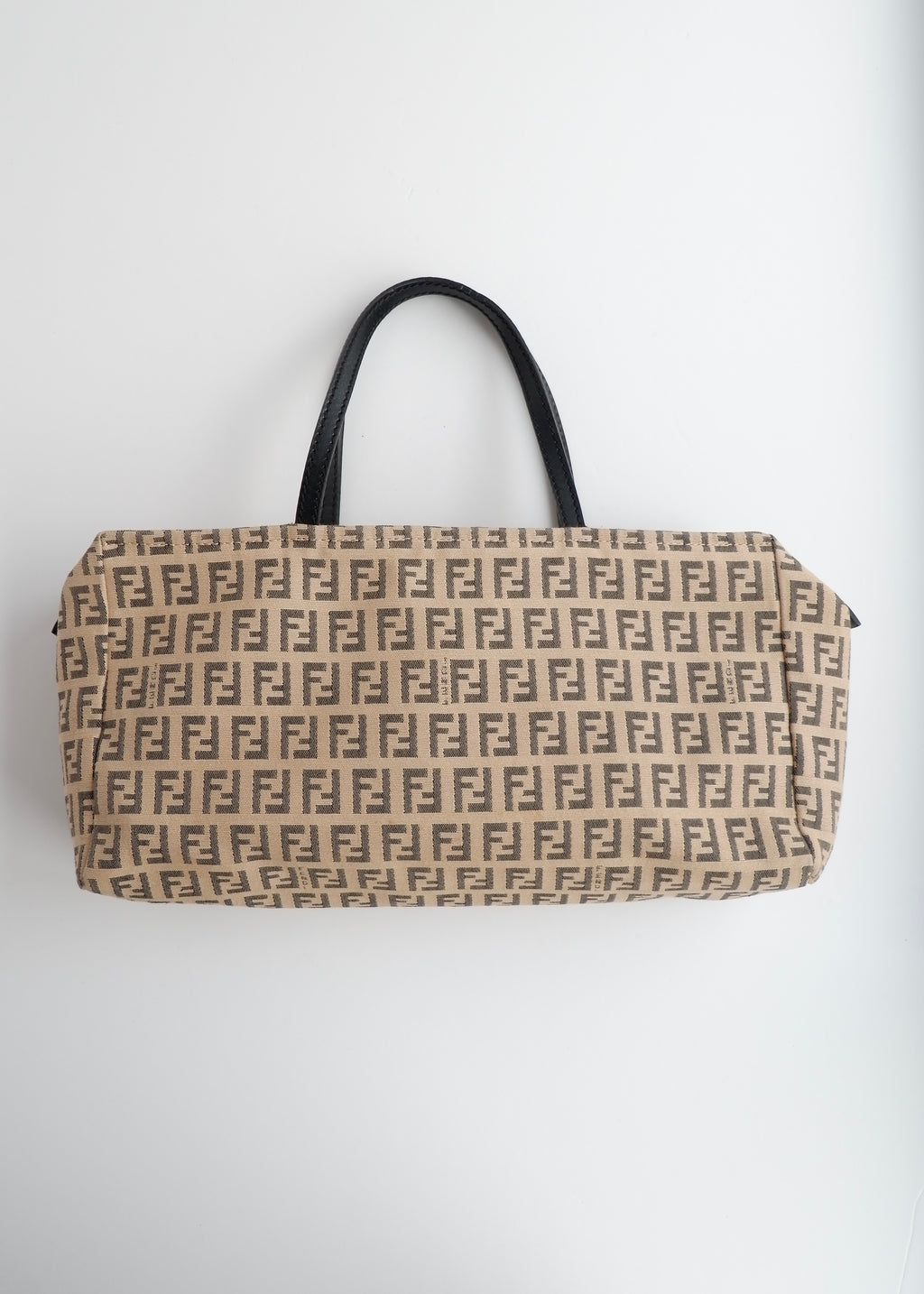 Authentic Preowned Vintage Fendi Brown Canvas Zucchino Print East West Shoulder Bag