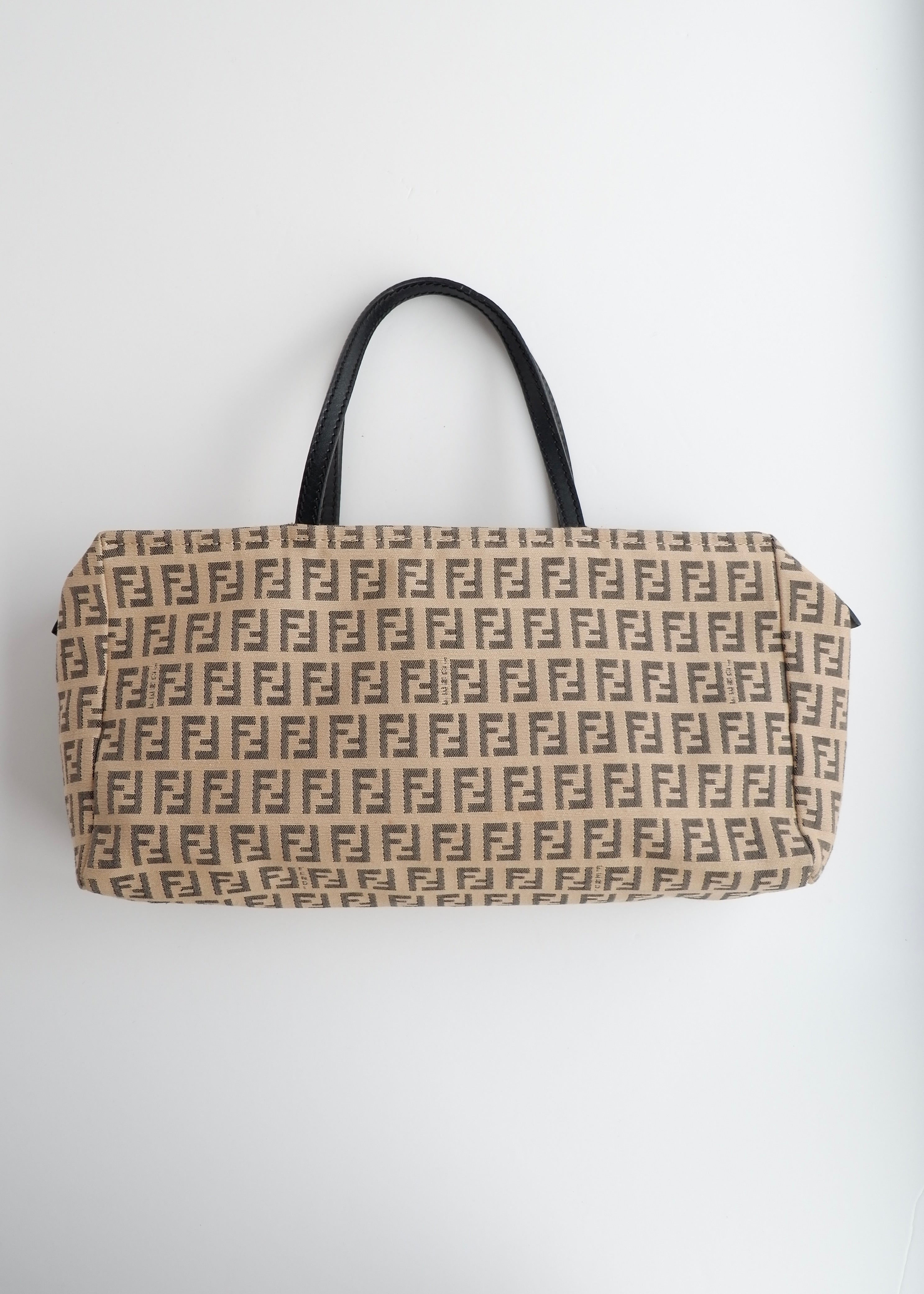 Authentic Preowned Vintage Fendi Brown Canvas Zucchino Print East West Shoulder Bag