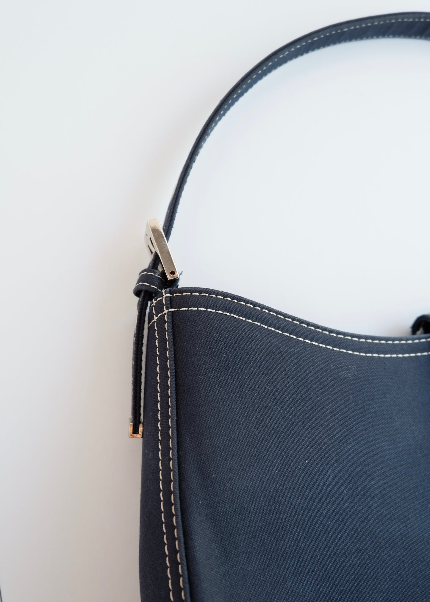 Authentic Preowned Fendi Navy Denim/Canvas Large Shoulder Bag