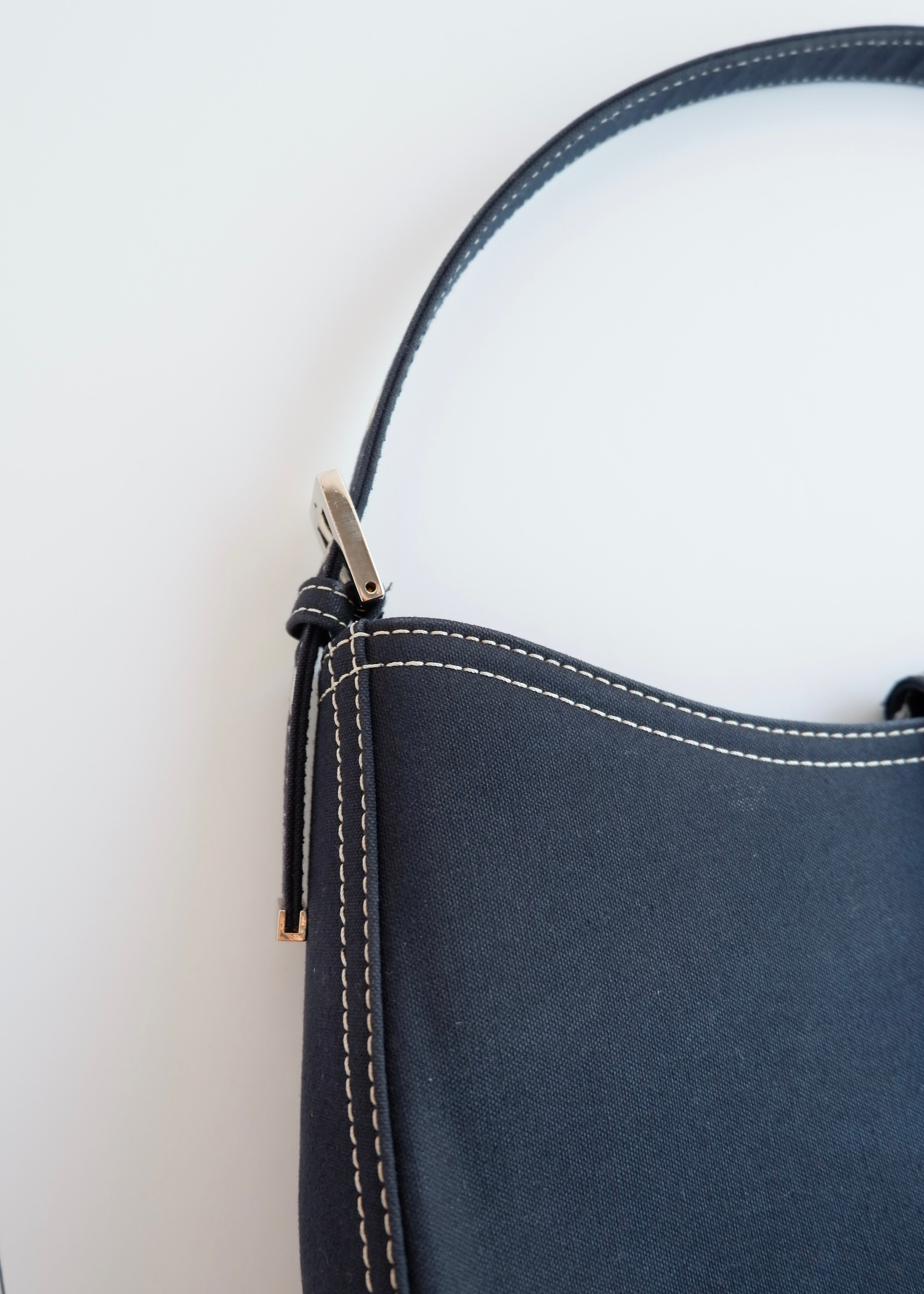 Authentic Preowned Fendi Navy Denim/Canvas Large Shoulder Bag