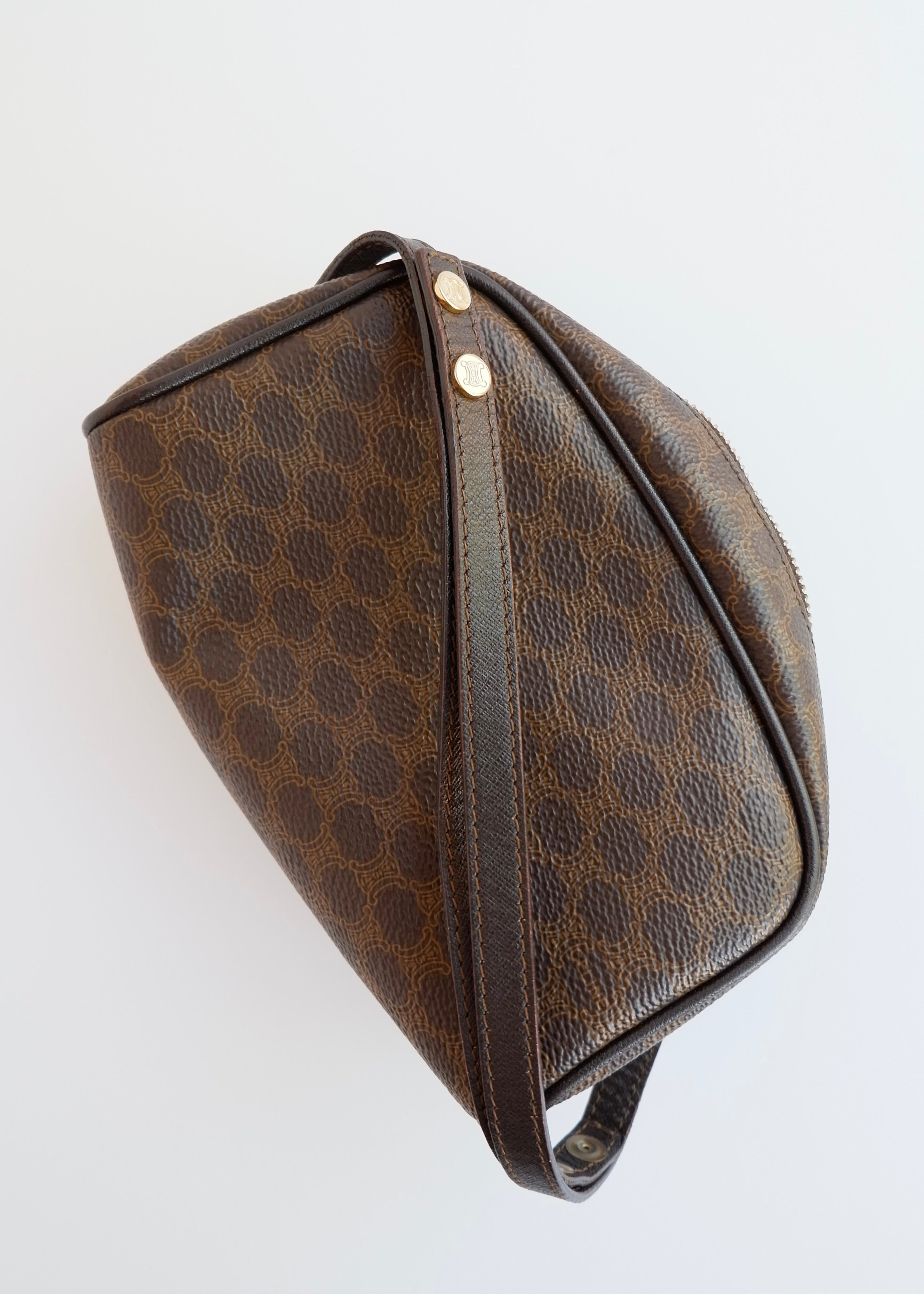 Authentic Preowned Vintage Celine Brown Coated Canvas Macadam Micro Shoulder Bag