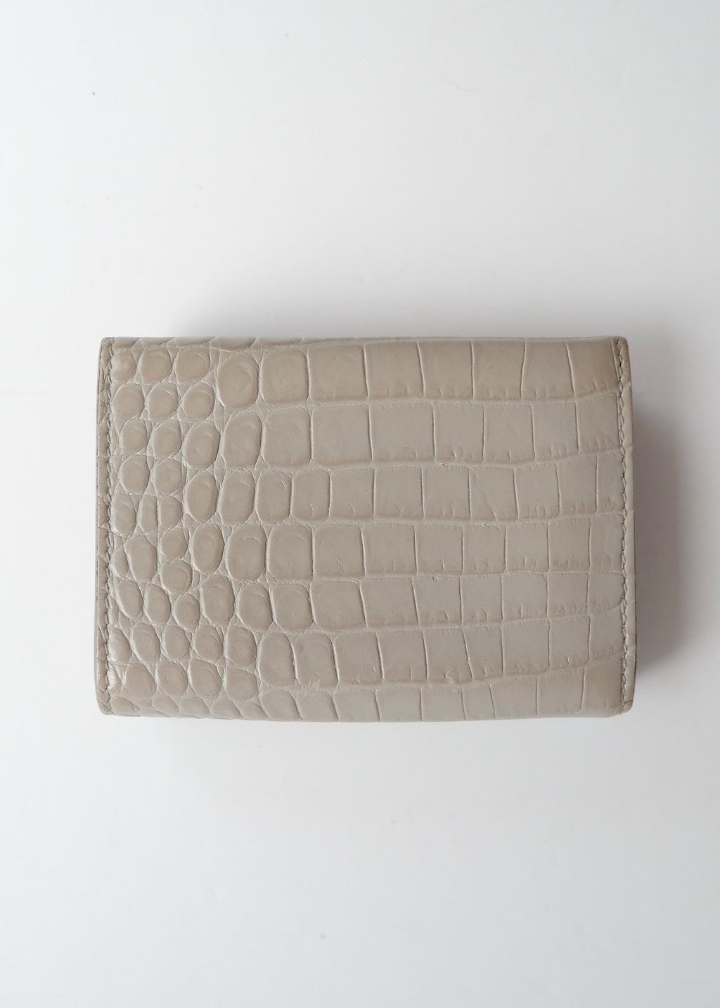 Preowned Saint Laurent Grey Leather Embossed Compact Wallet