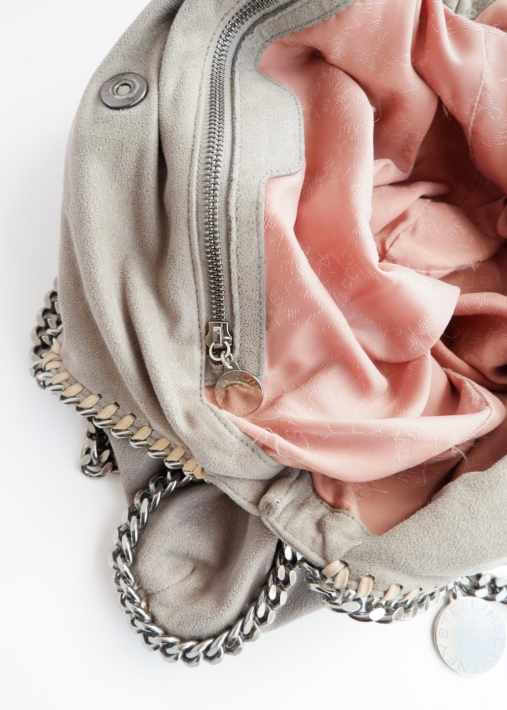 Sac porté épaule Stella McCartney Falabella en tissu gris authentique d'occasion