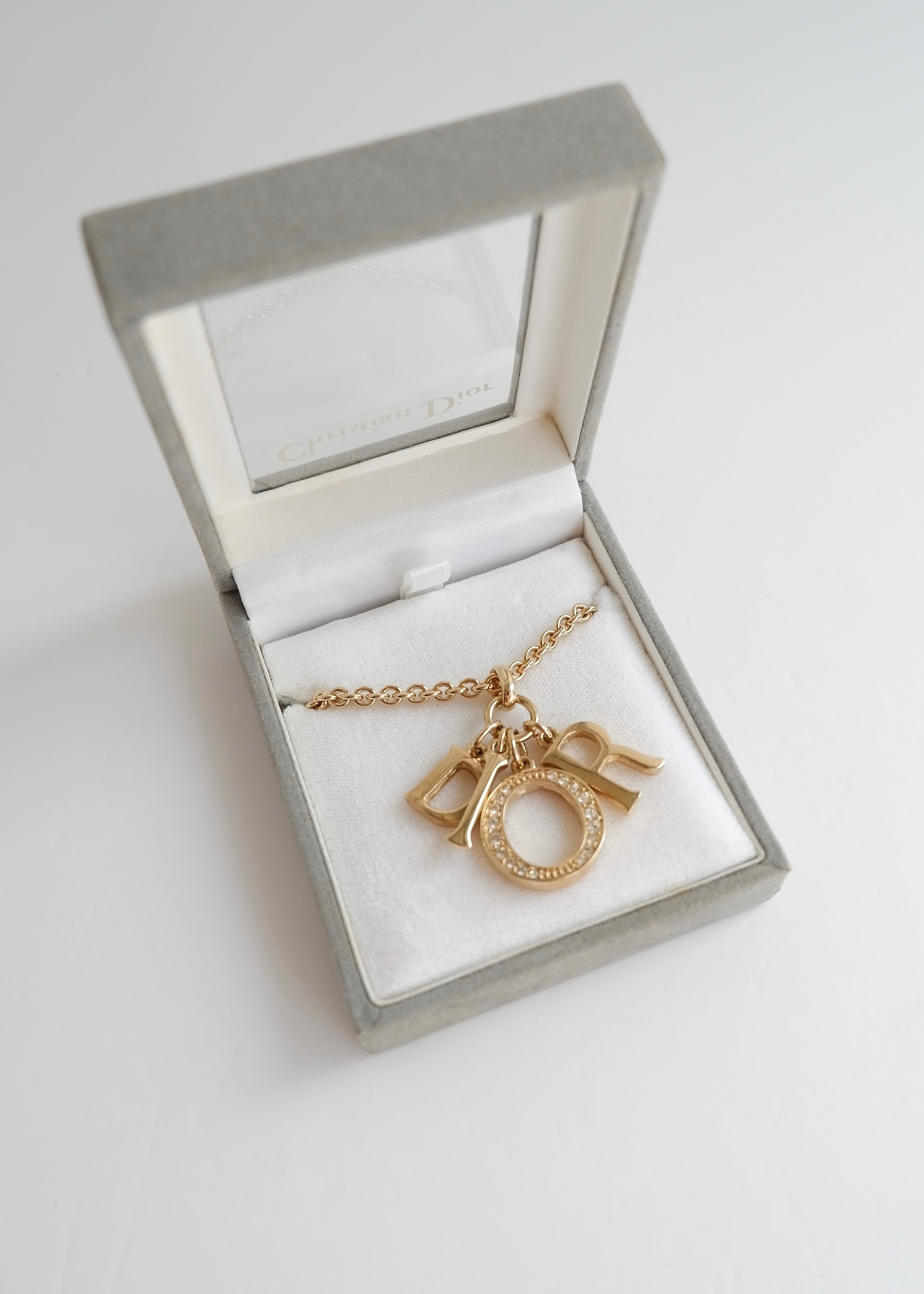 Preowned Vintage Dior Gold Tone Logo Necklace