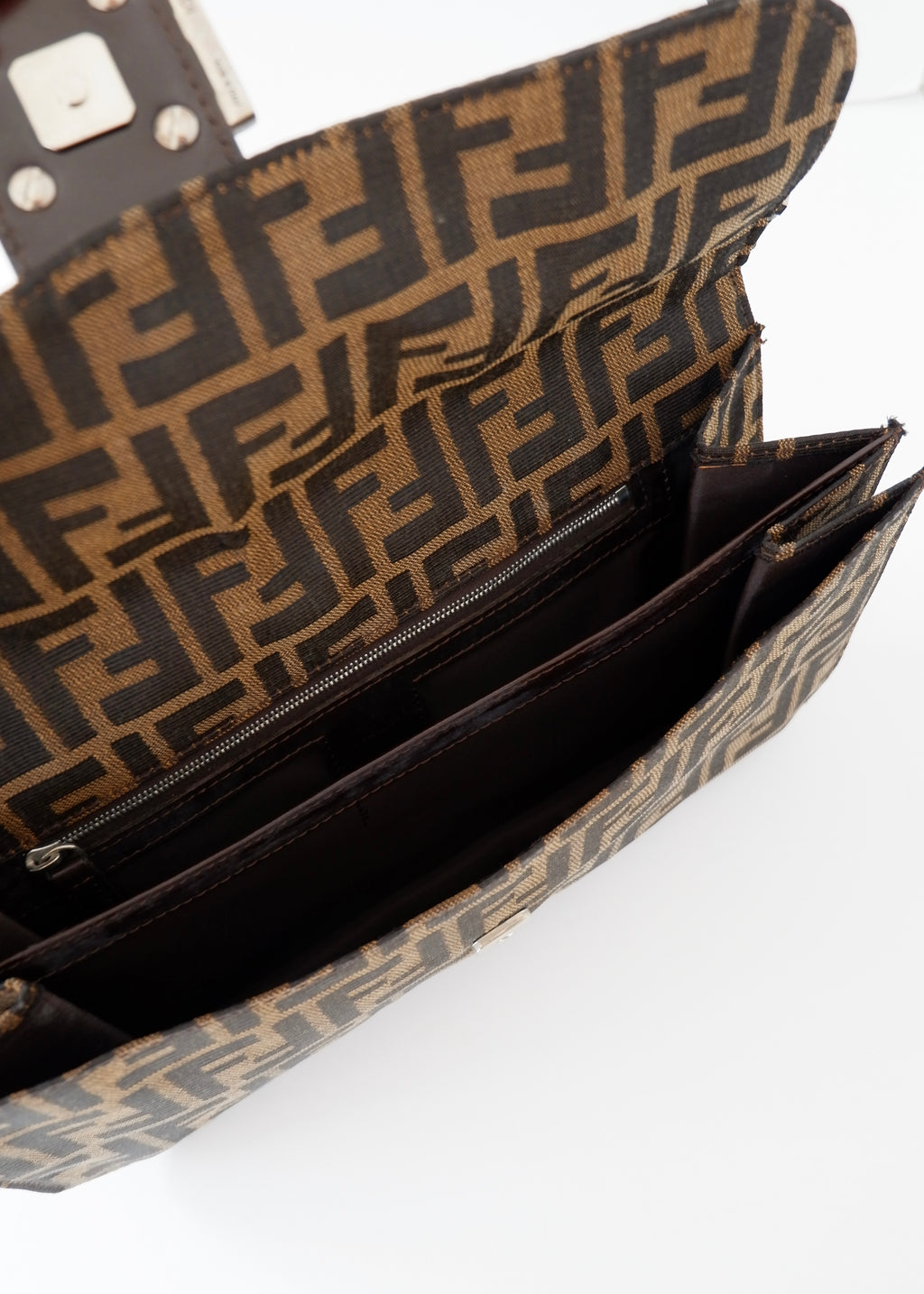 Authentic Preowned Vintage Fendi Brown Zucca Shoulder Bag