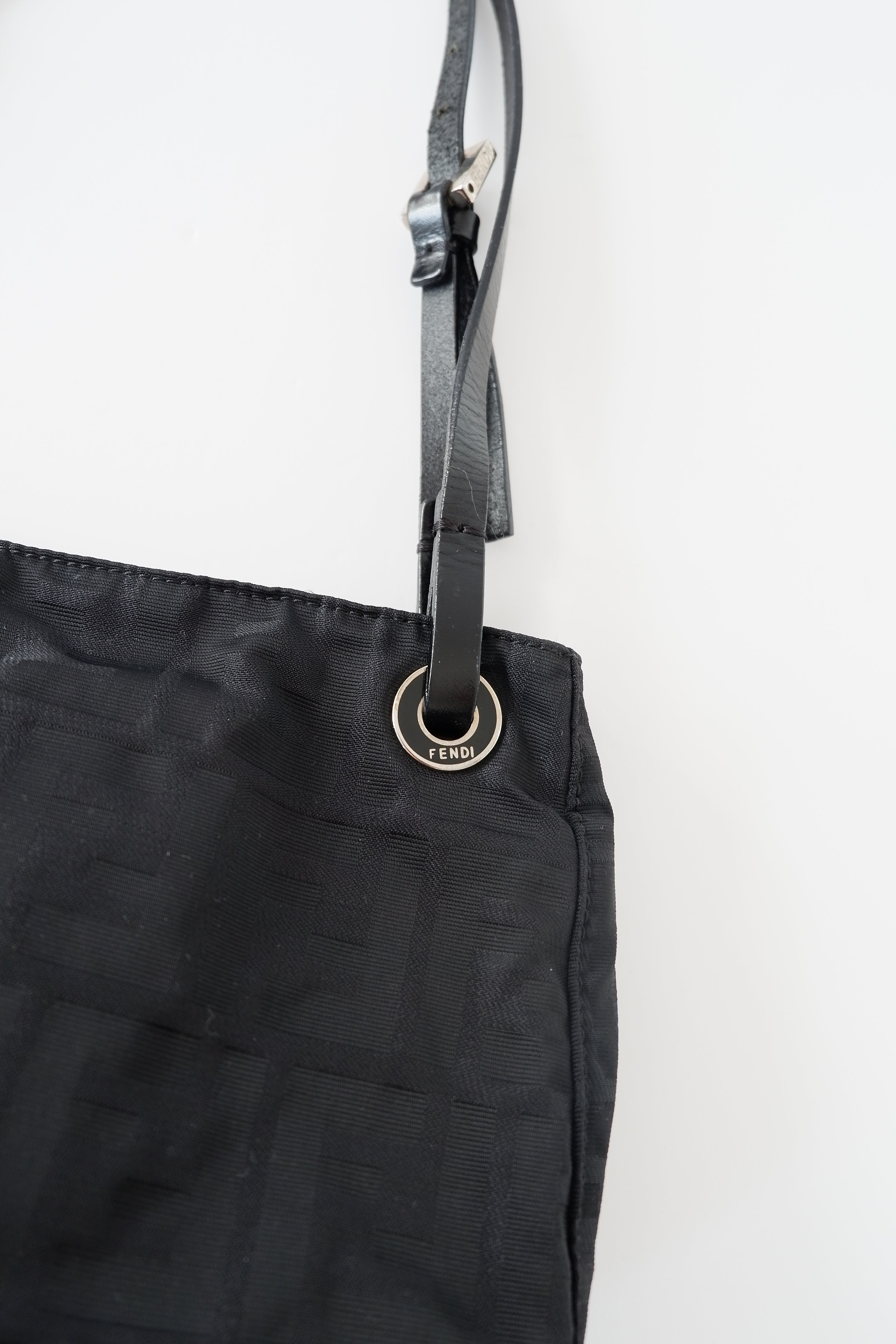 Authentic Preowned Fendi Black Zucca Canvas Shoulder Bag