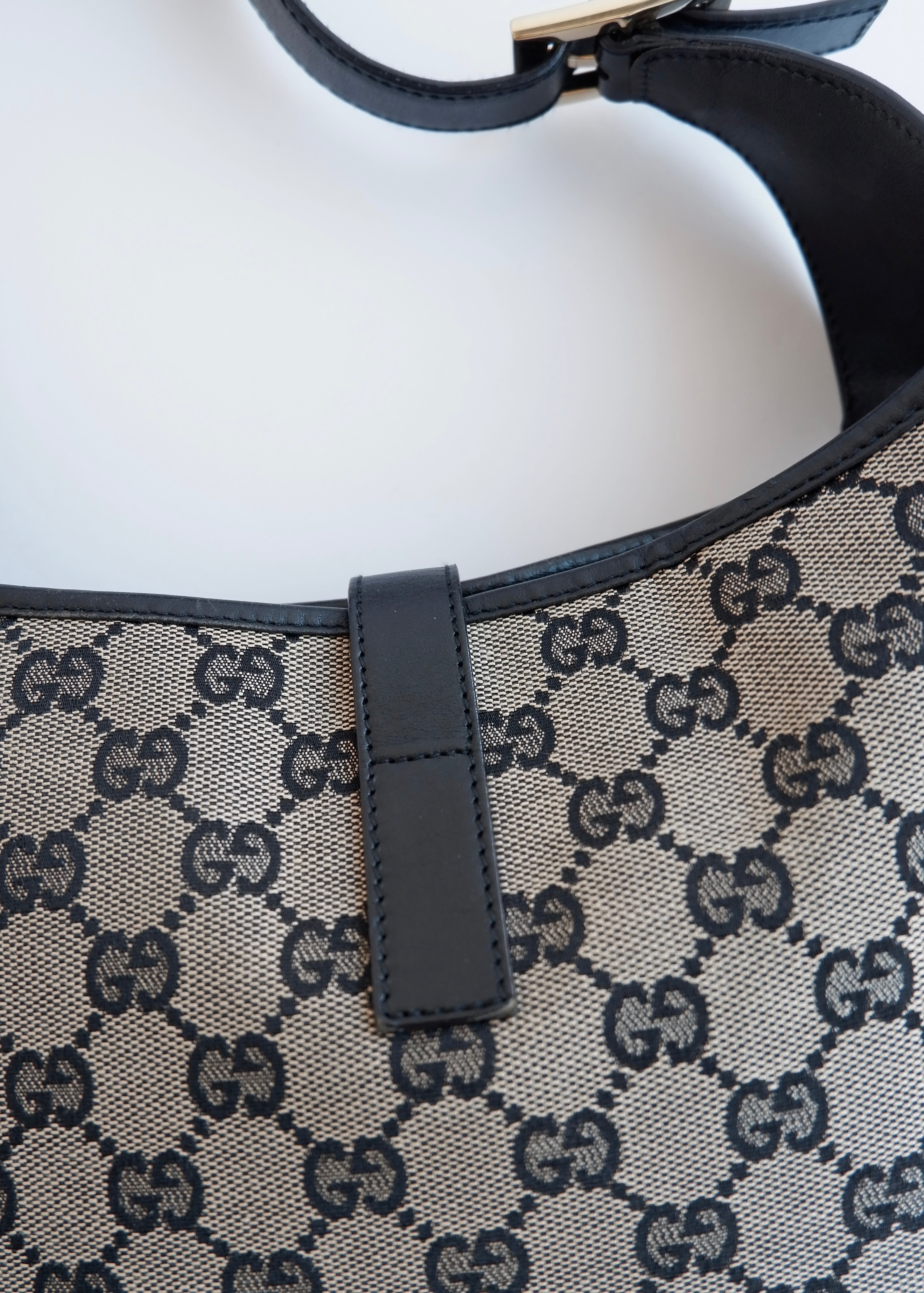 Authentic Preowned Gucci Black GG Canvas Jackie Shoulder Bag