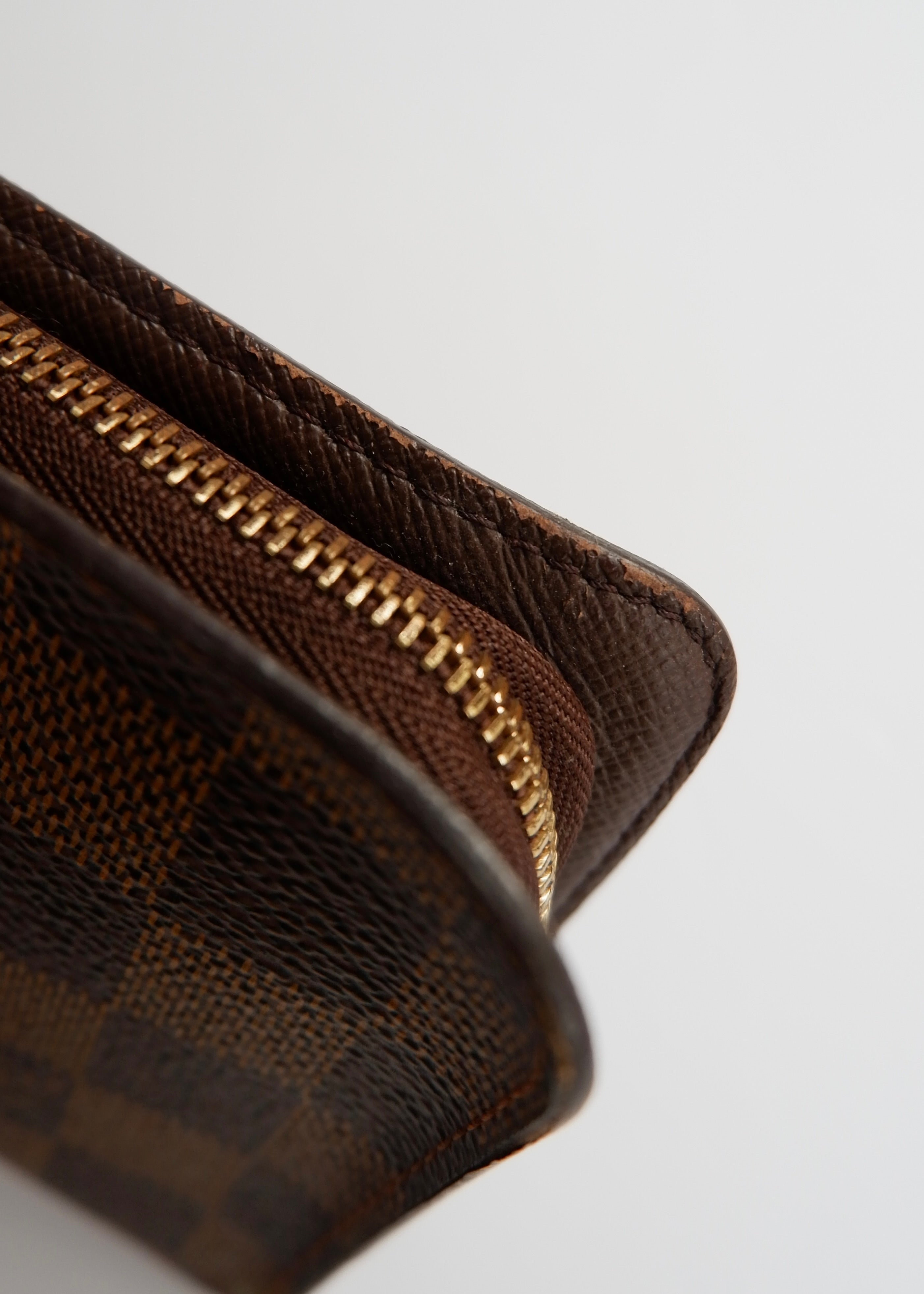 Preowned Louis Vuitton Brown Damier Ebene Long Zip Around Wallet