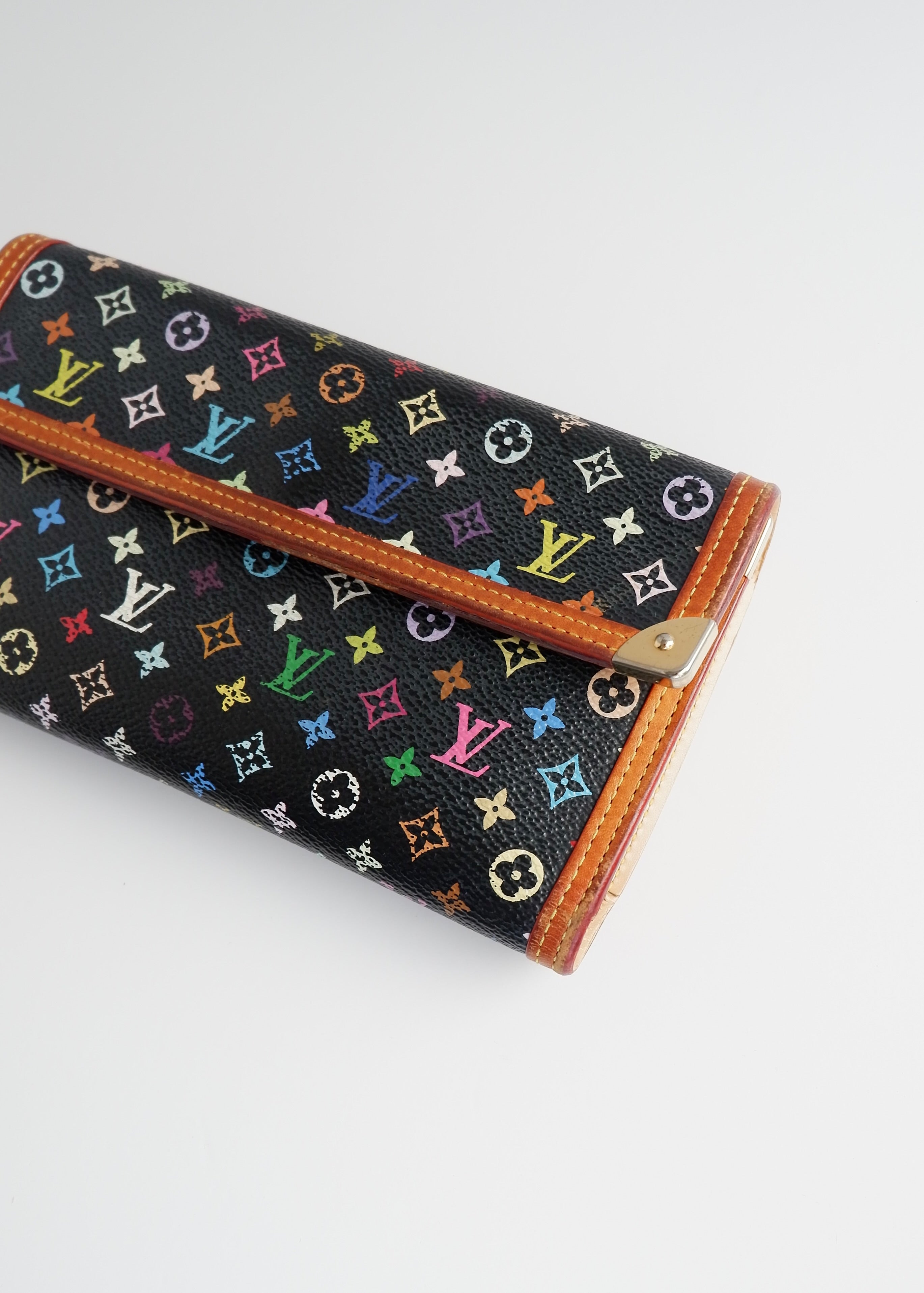 Portefeuille long Louis Vuitton noir multi d'occasion authentique