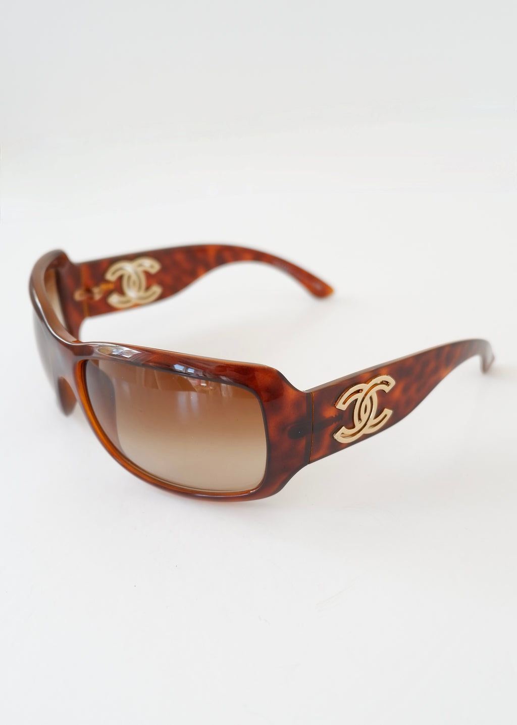 Authentic Preowned Chanel Brown Tortoise Square Frame CC Logo Sunglasses