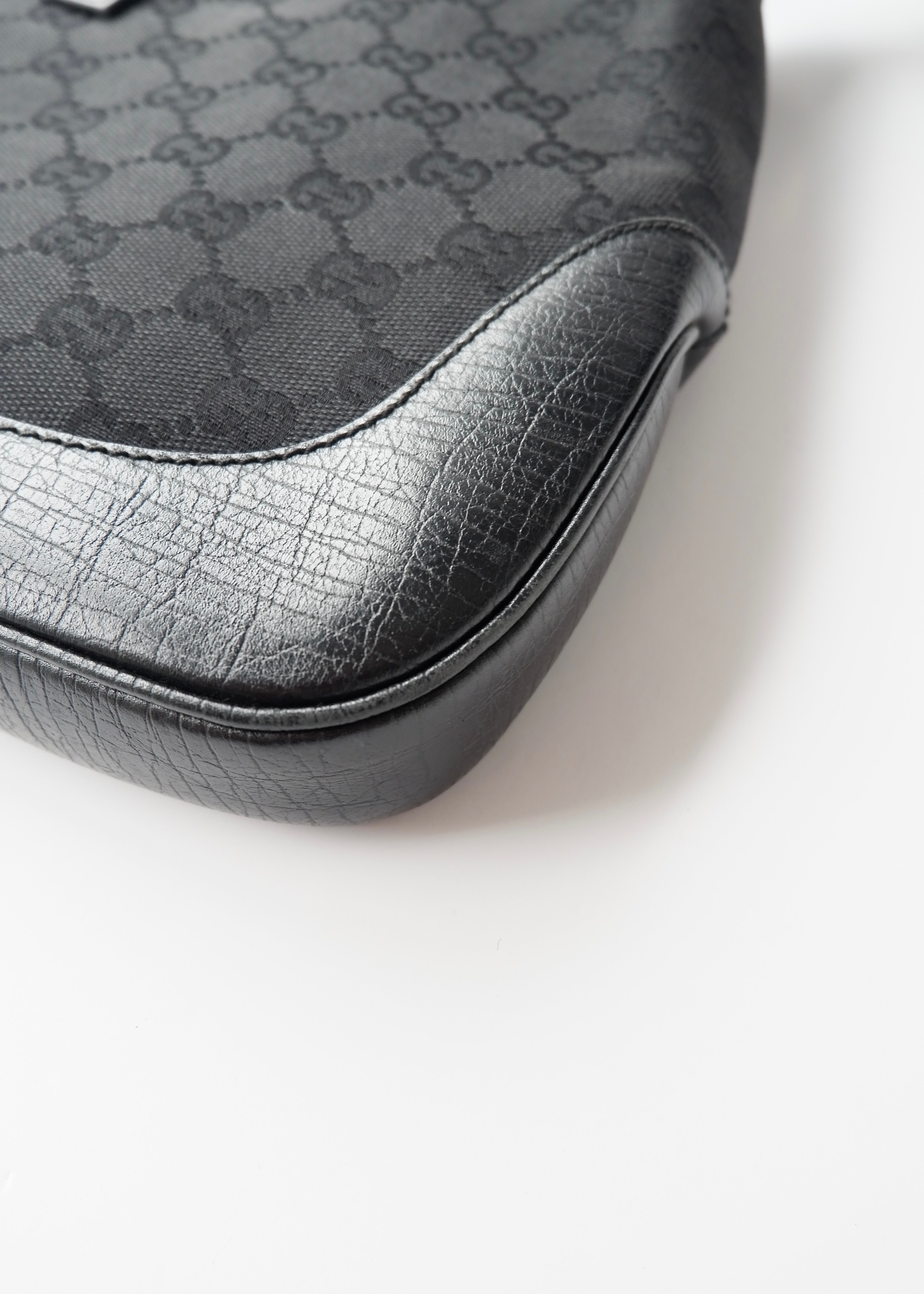 Preowned Gucci Black GG Canvas/ Leather Jackie Shoulder Bag