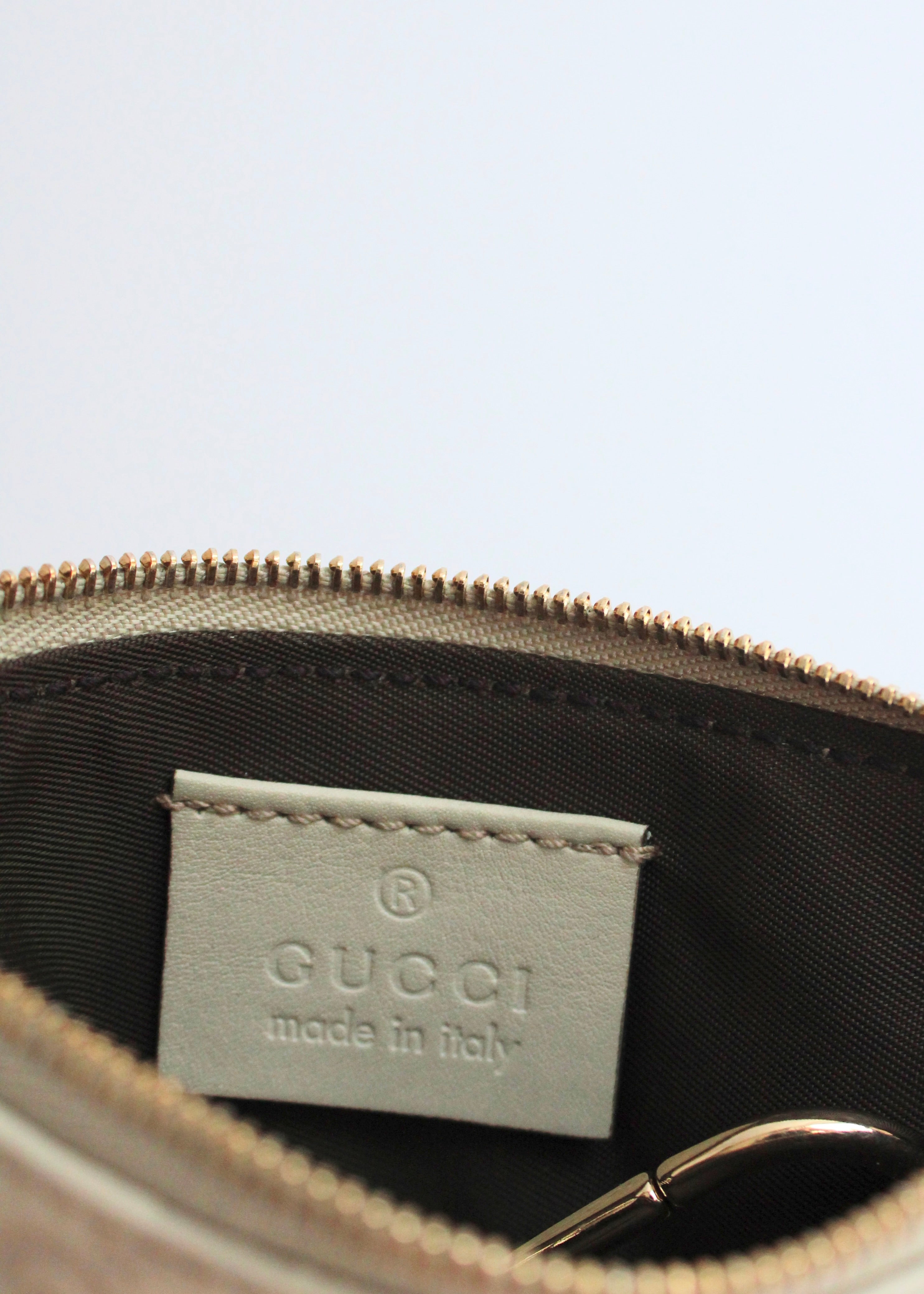 Preowned Gucci Beige Leather GG Card/Key Pouch