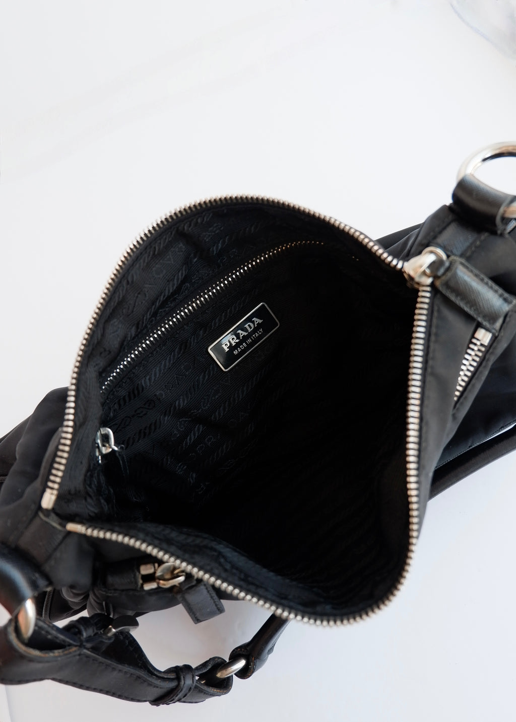 Authentic Preowned Prada Black Nylon Hobo/ Leather Strap Shoulder