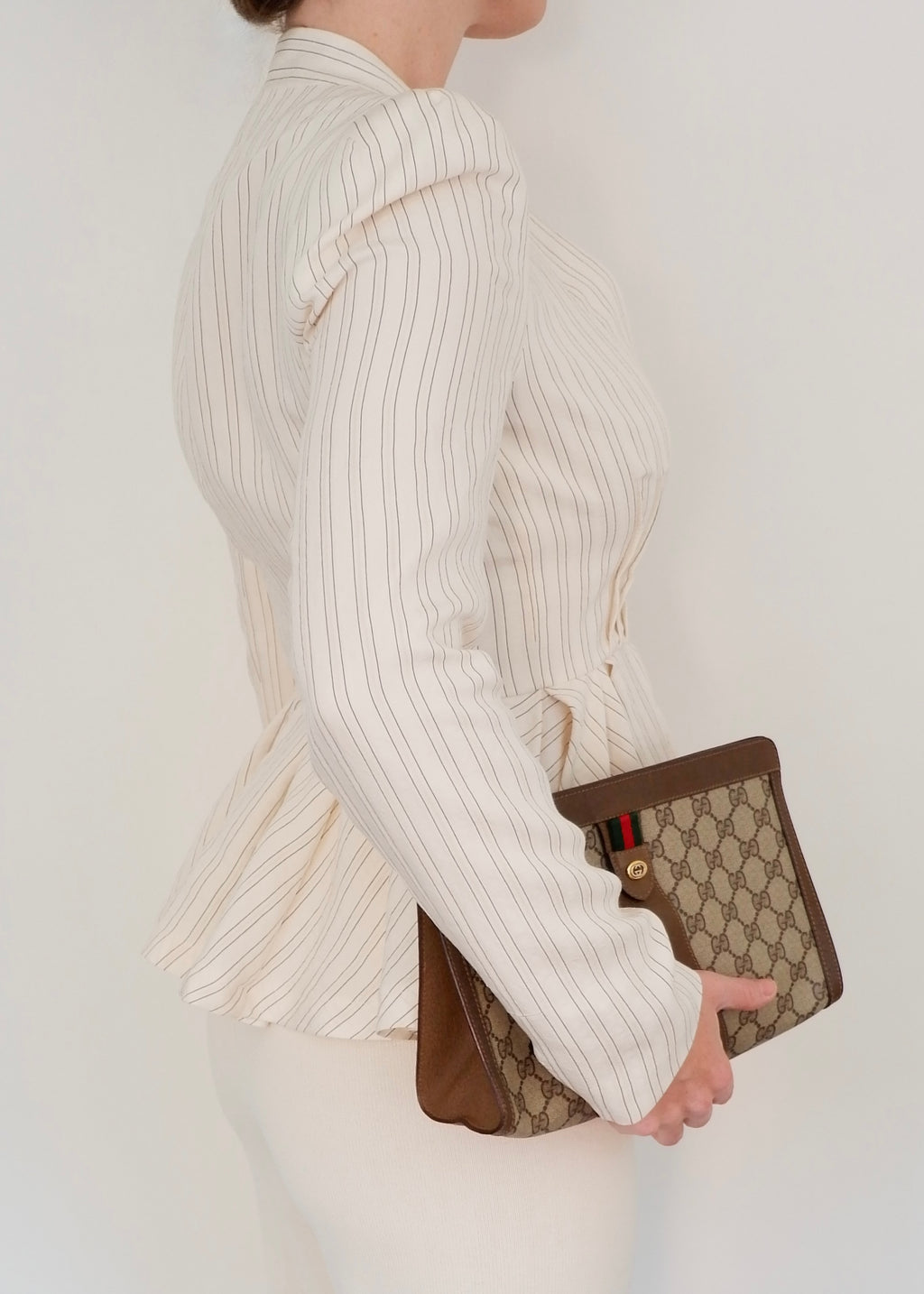 Preowned Vintage Gucci Brown GG Coated Canvas Clutch