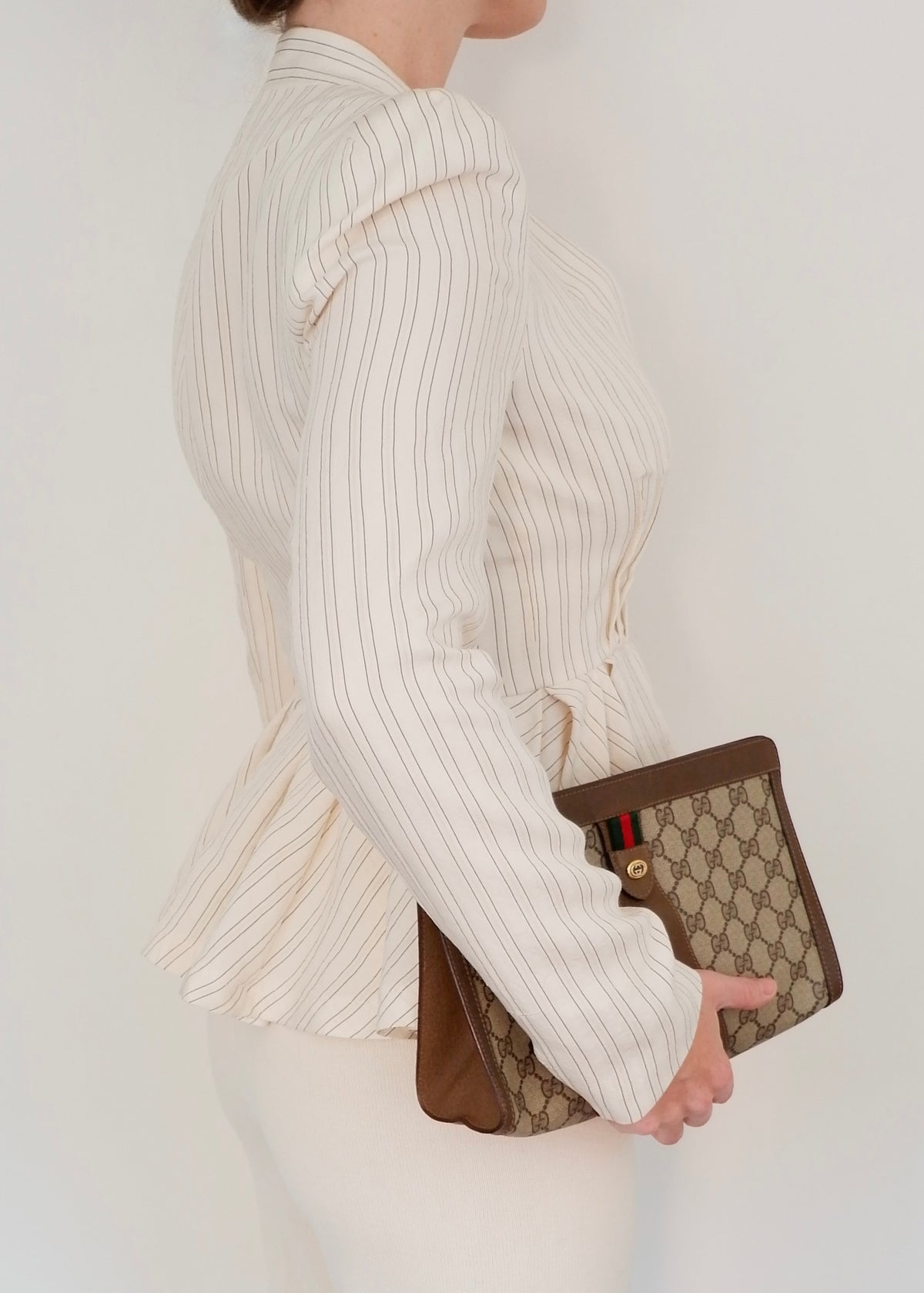 Preowned Vintage Gucci Brown GG Coated Canvas Clutch