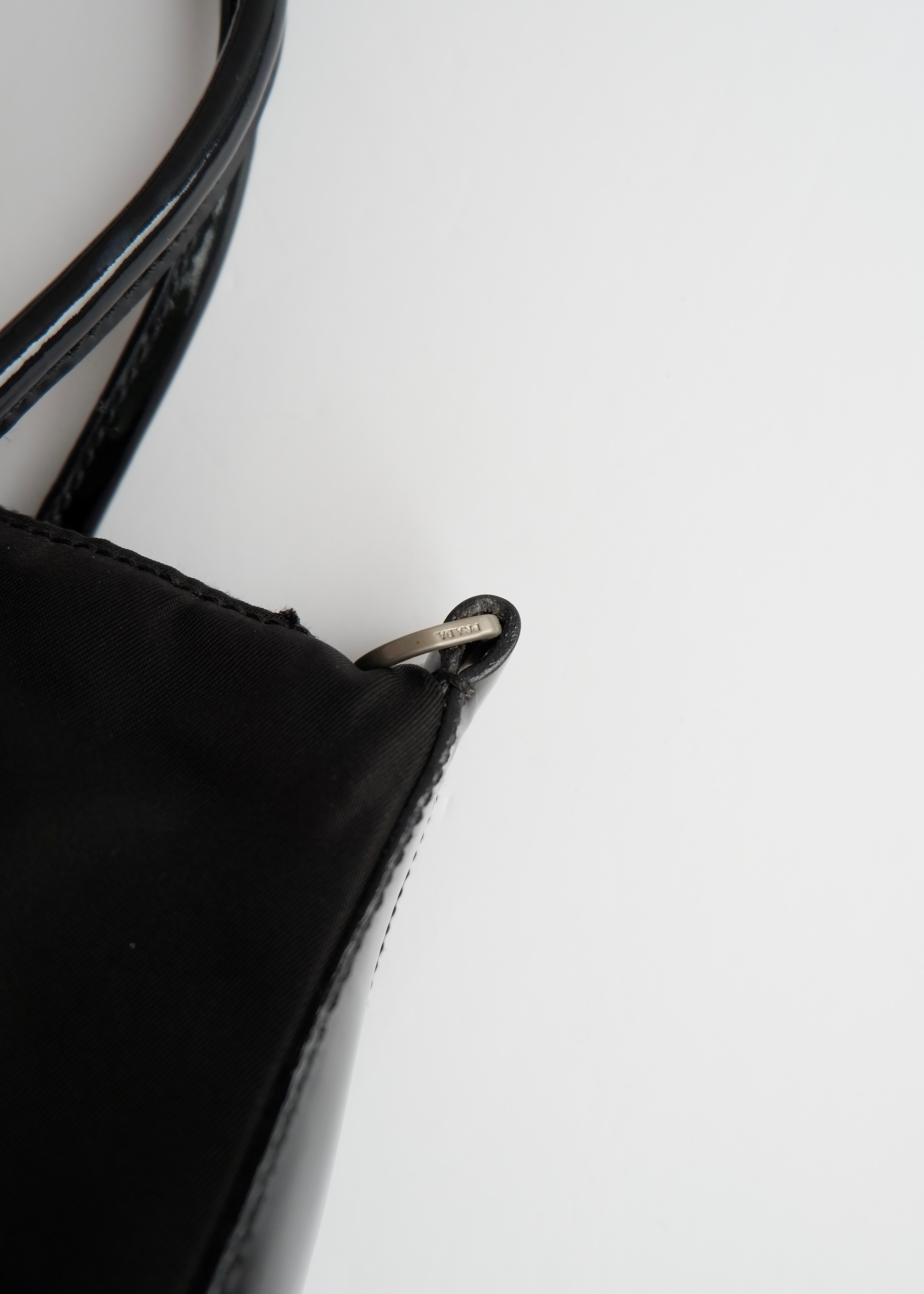 Preowned Prada Black Nylon/ Patent Two Way Bag