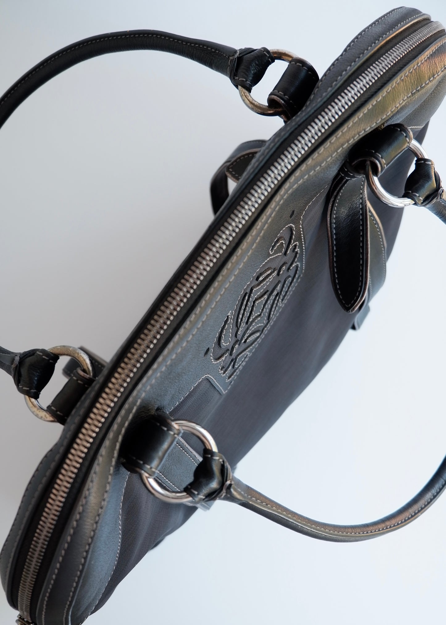 Authentic Preowned Loewe Navy/Black Nylon/Leather Shoulder Tote