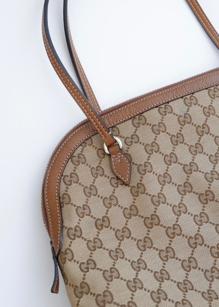 Preowned Gucci Brown GG Canvas Bowler Shoulder Bag