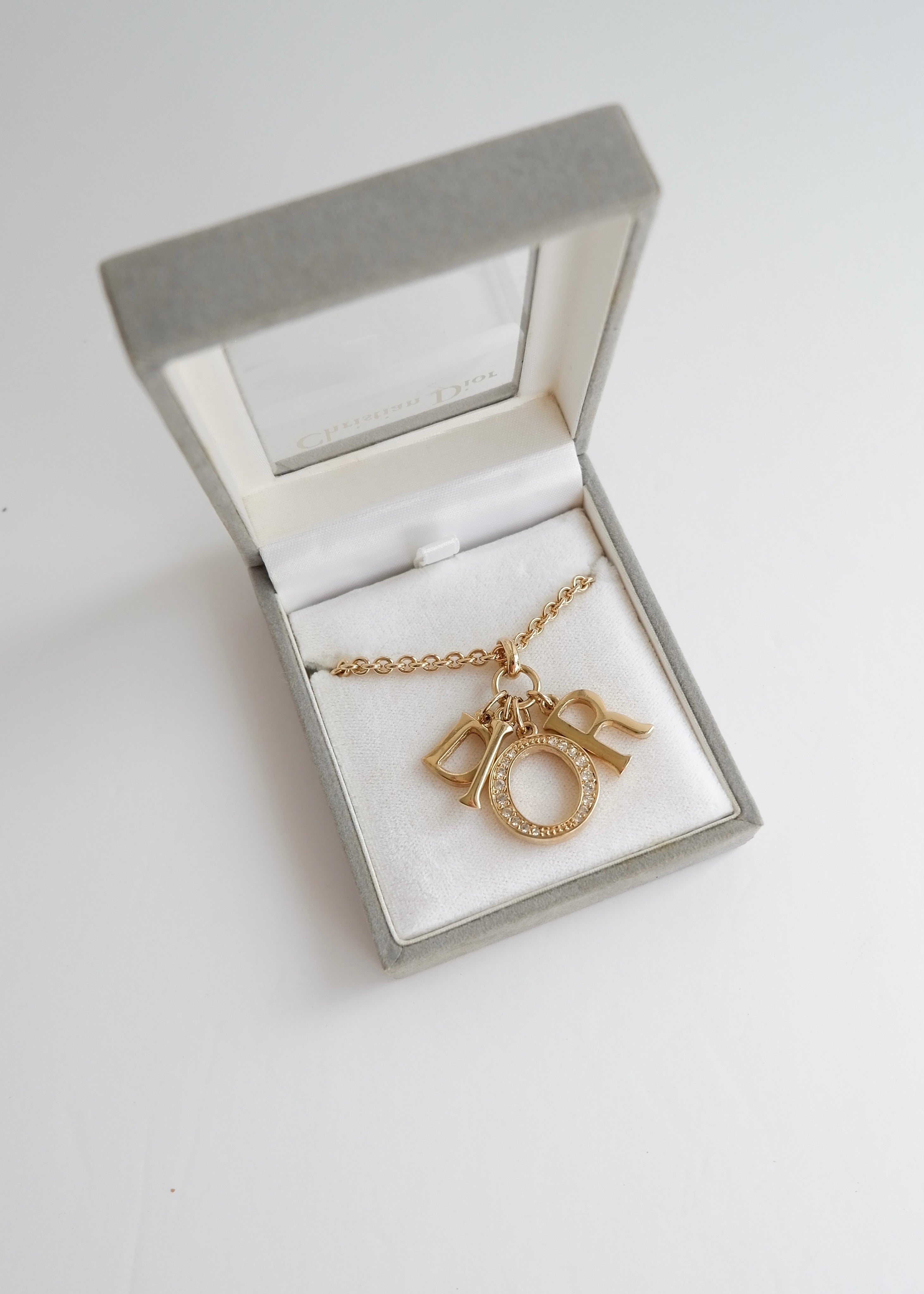 Preowned Vintage Dior Gold Tone Logo Necklace