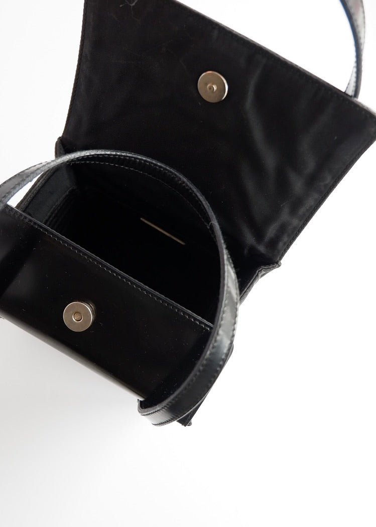 Authentic Preowned Prada Black Patent Leather/Nylon Top Handle Bag