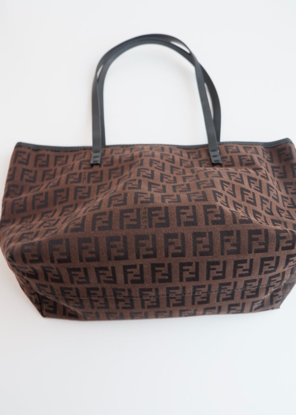 Authentique Petit Sac Fourre-tout Fendi Zucchino Marron Pré-adoré