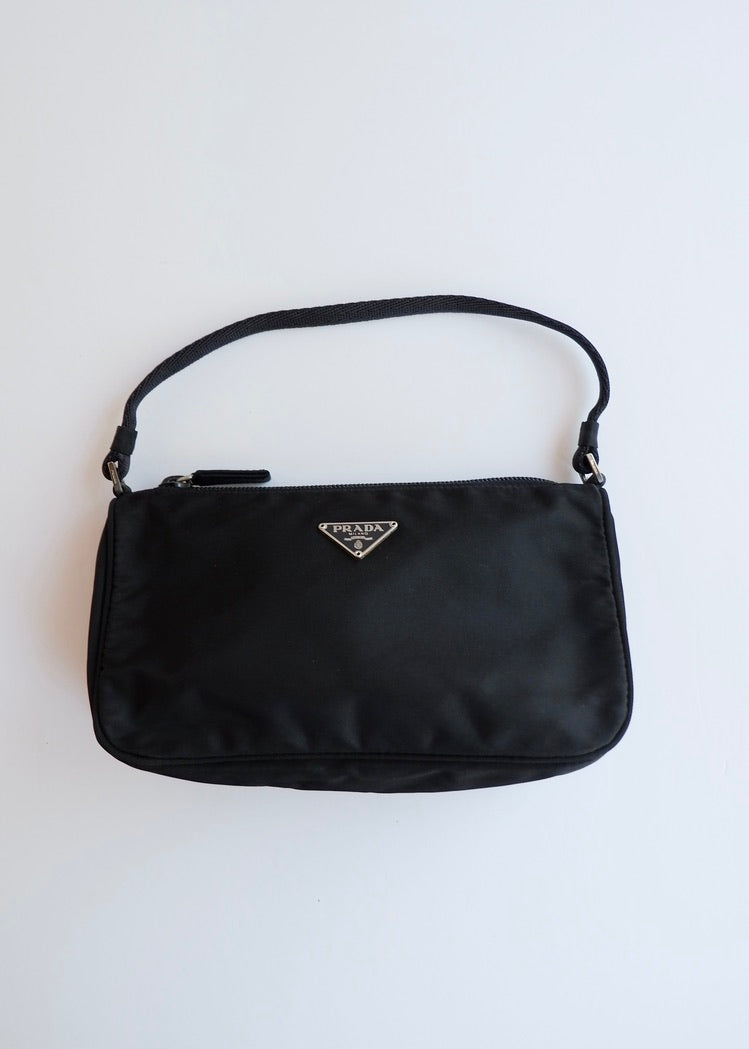 Preowned Prada Black Nylon Pochette Shoulder Bag