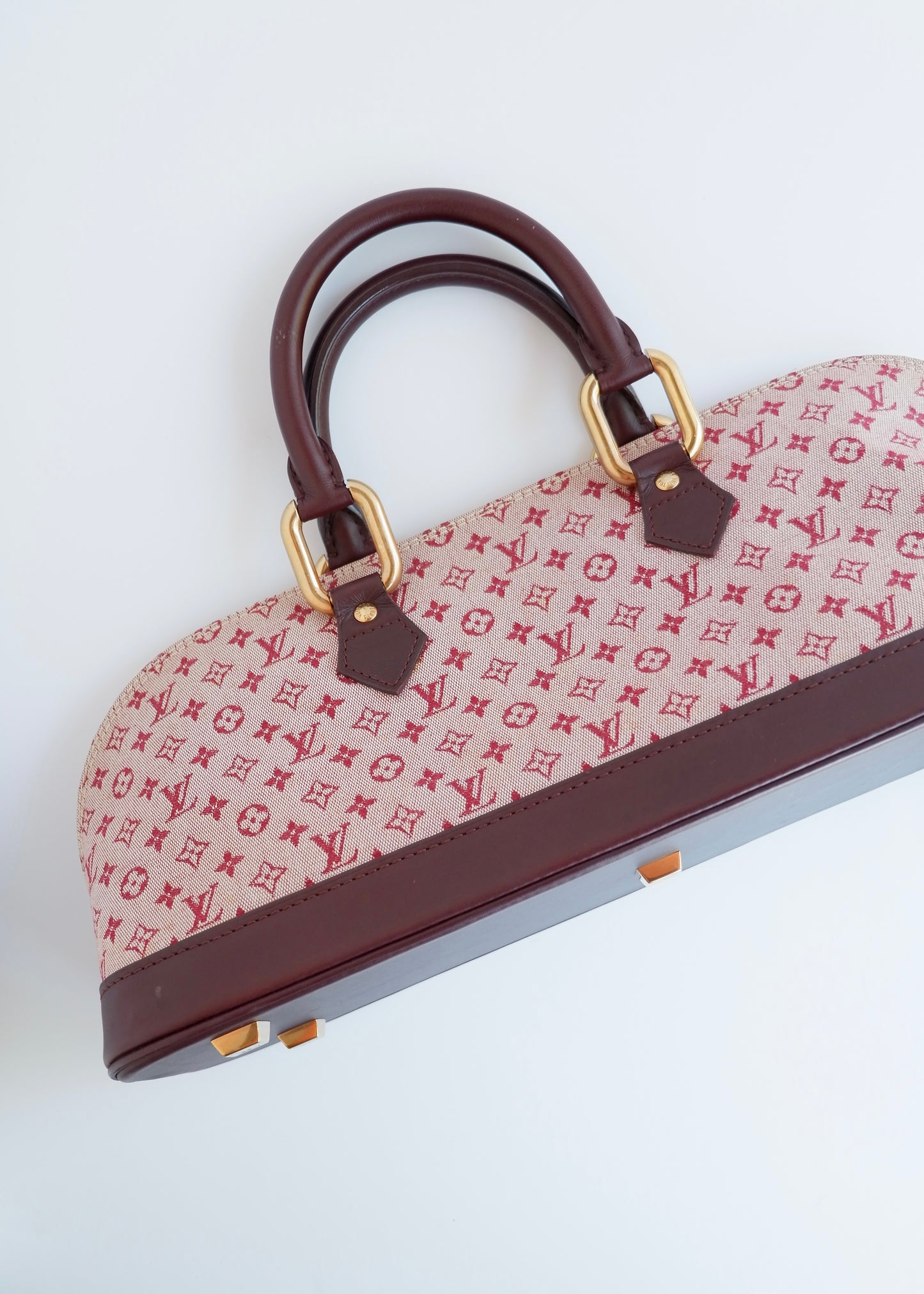 Authentic Preowned Louis Vuitton Burgundy Mini Lin Long Alma