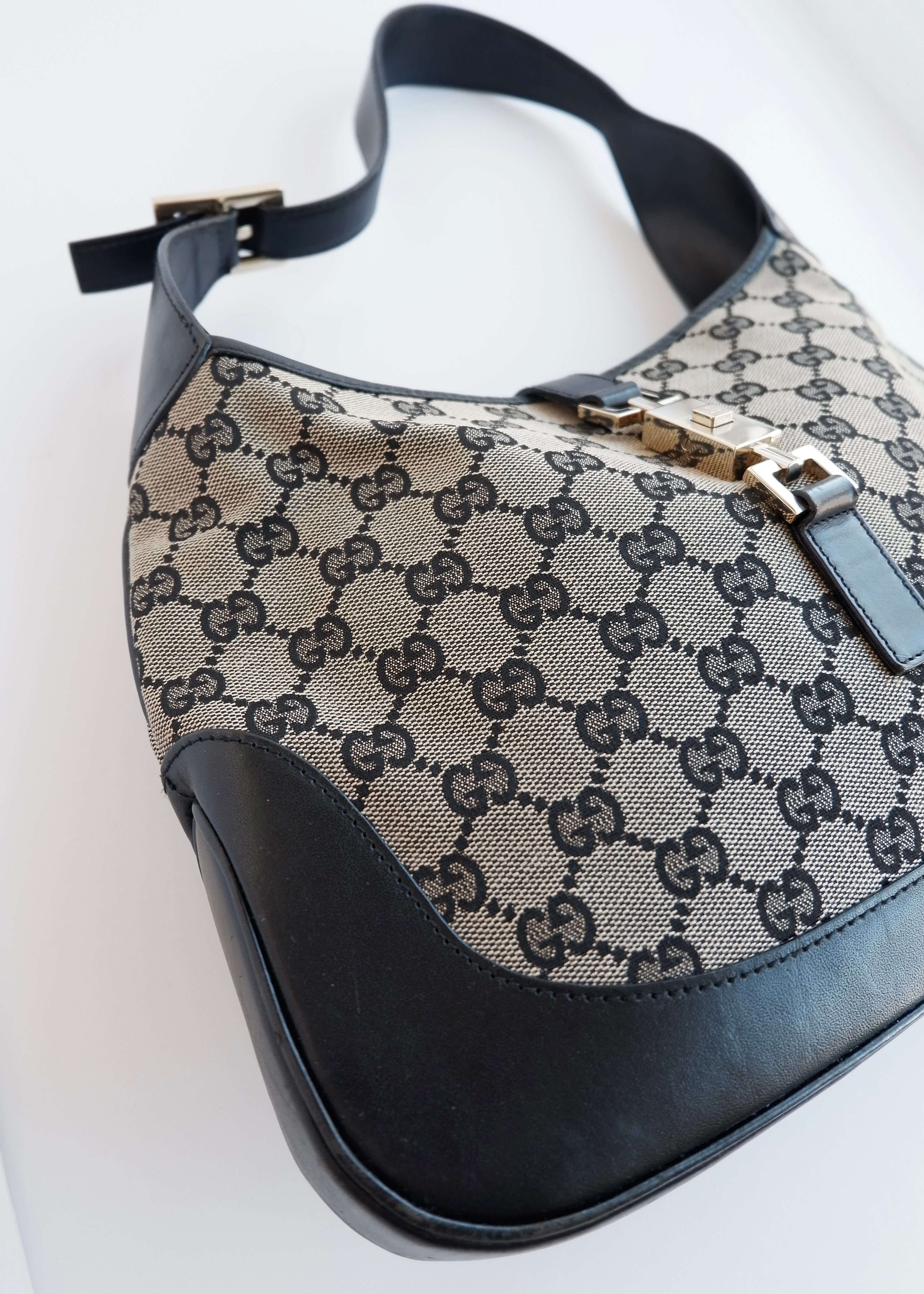 Authentic Preowned Gucci Black GG Canvas Jackie Shoulder Bag