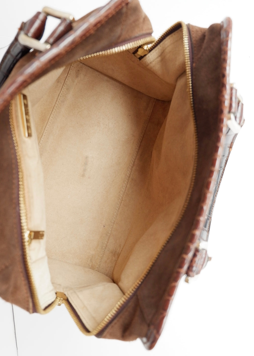Sac à main Loewe authentique d'occasion en daim marron