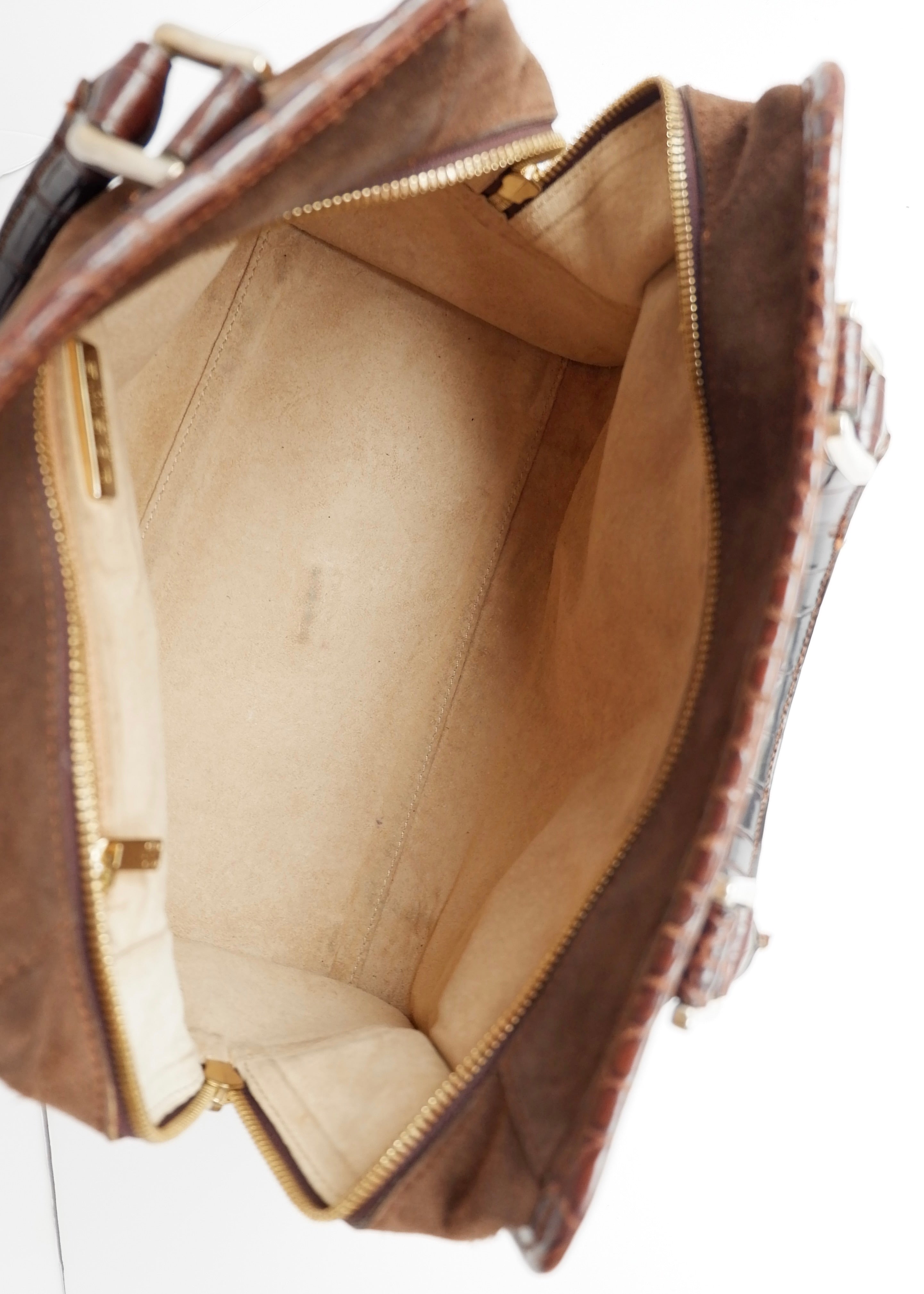 Sac à main Loewe authentique d'occasion en daim marron