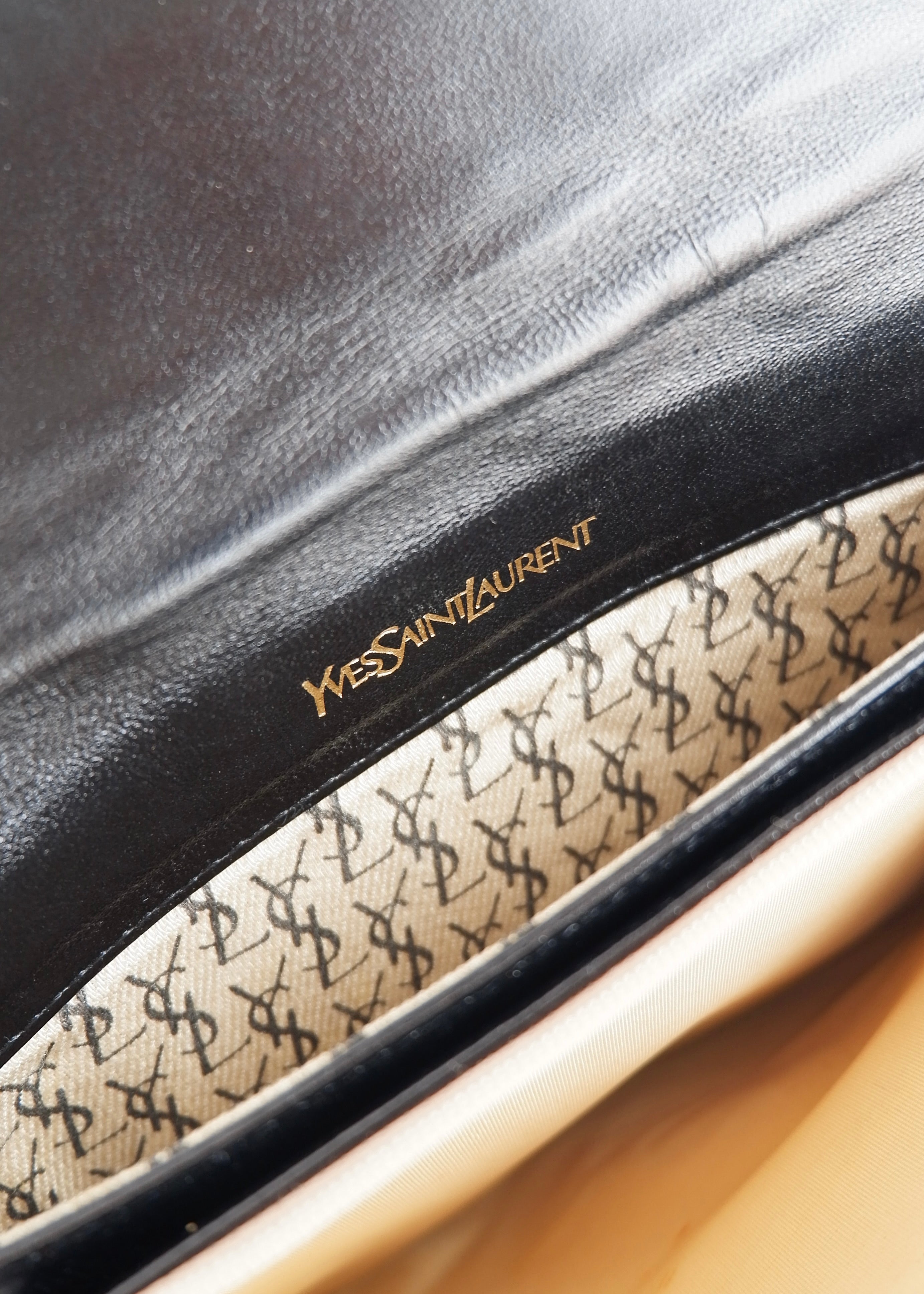 Authentic Preowned Vintage Yves Saint Laurent Black Leather Clutch