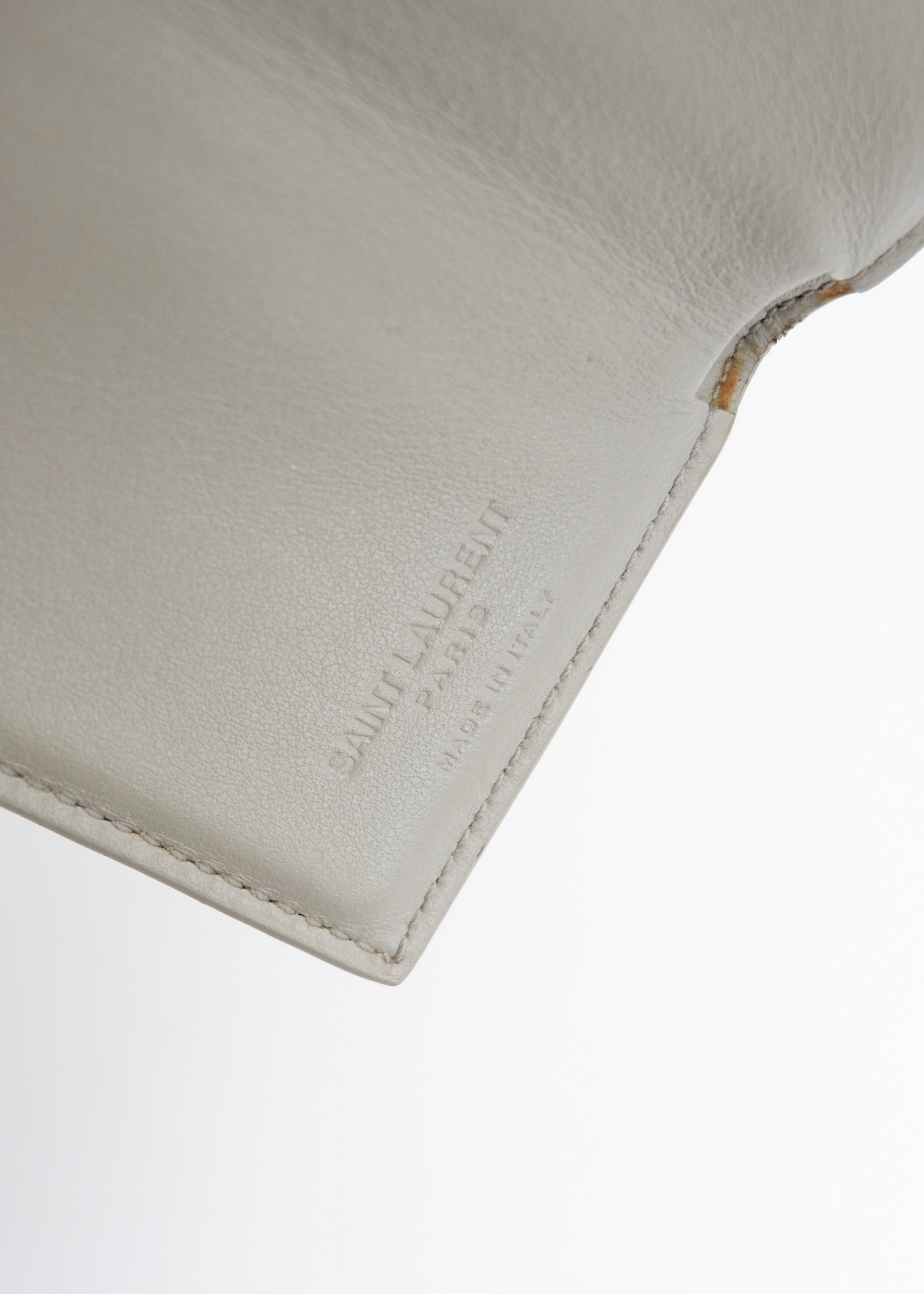 Preowned Saint Laurent Grey Leather Embossed Compact Wallet