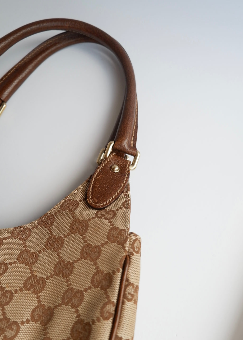 Preowned Gucci Brown GG Canvas Bardot Shoulder Bag
