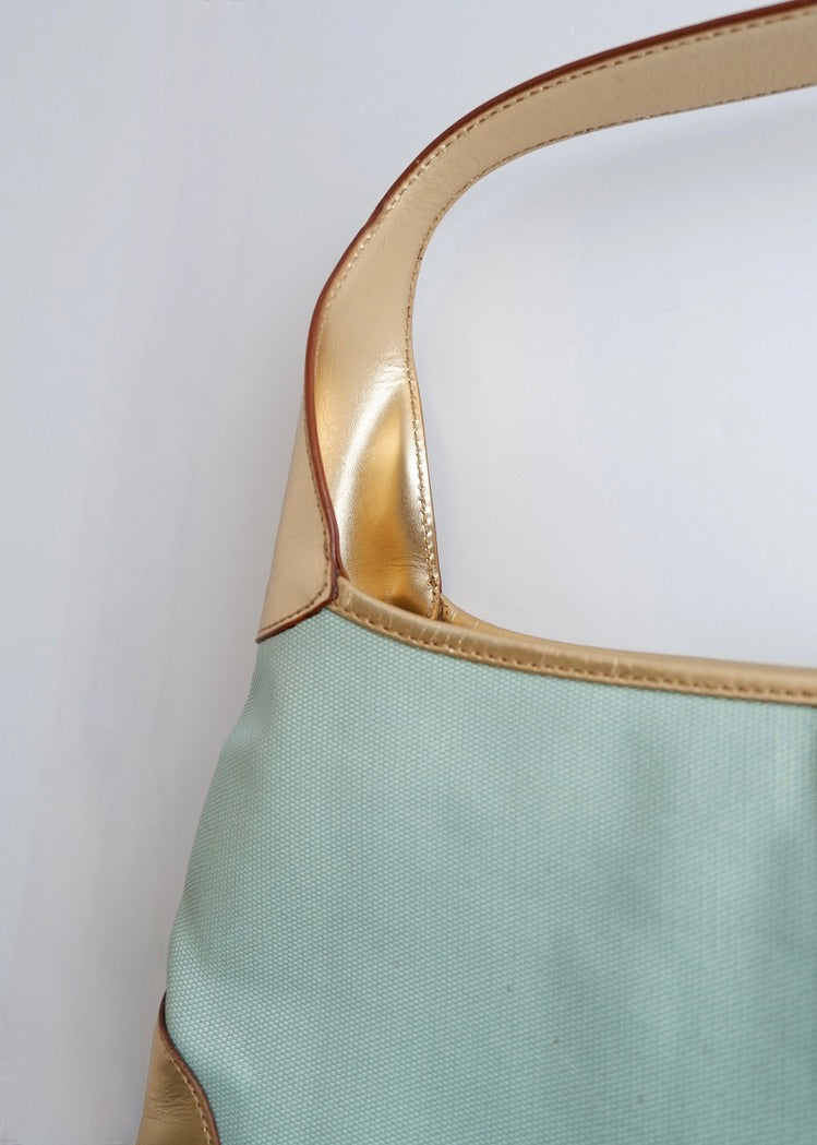 Authentique sac à bandoulière Gucci Jackie bleu/doré d'occasion
