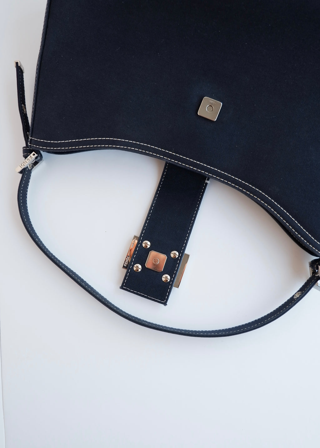 Authentic Preowned Fendi Navy Denim/Canvas Large Shoulder Bag