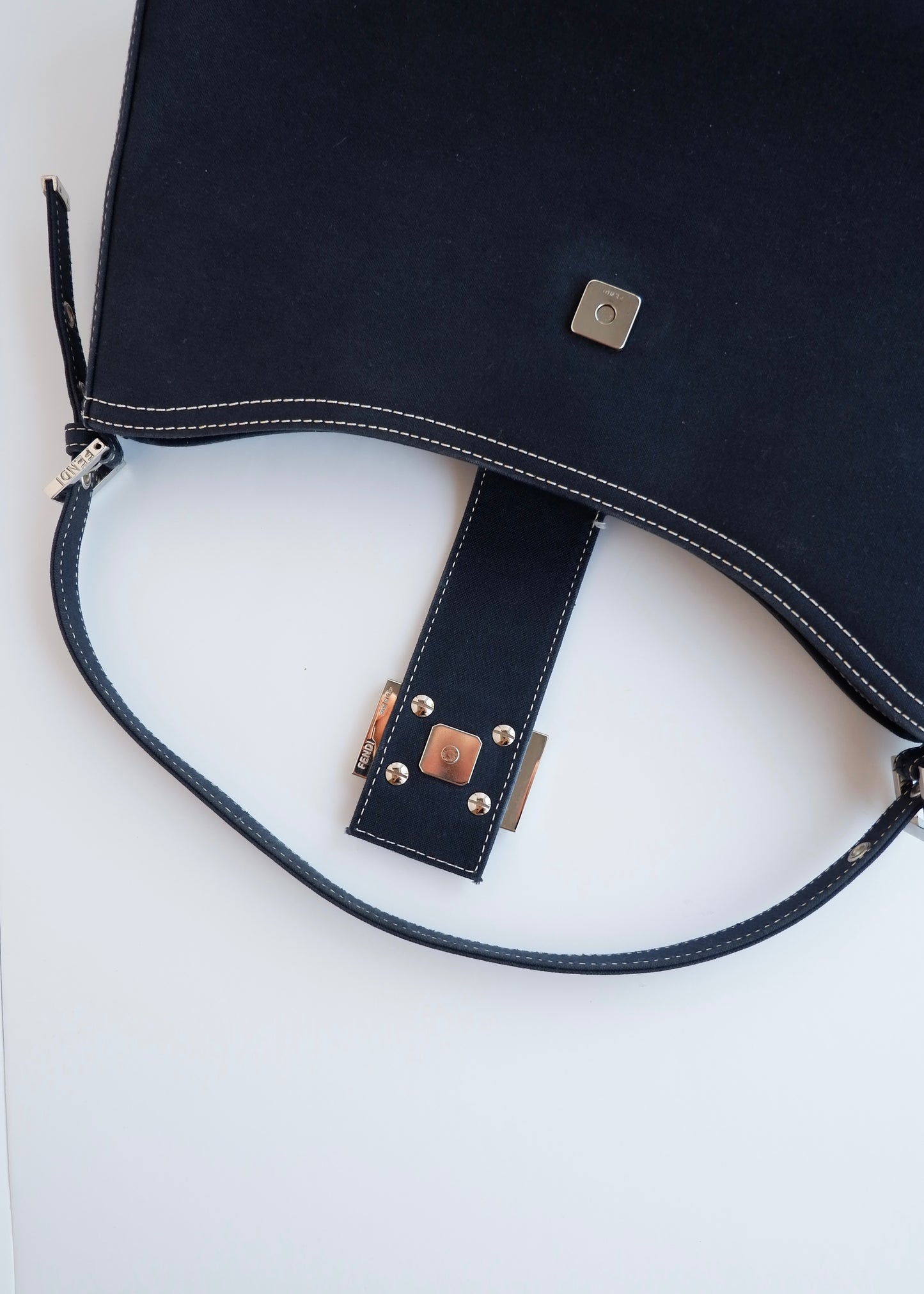 Authentic Preowned Fendi Navy Denim/Canvas Large Shoulder Bag