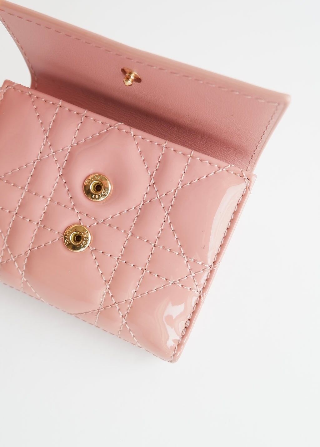 Authentic Preowned Dior Dusty Rose Patent Leather Lotus Wallet