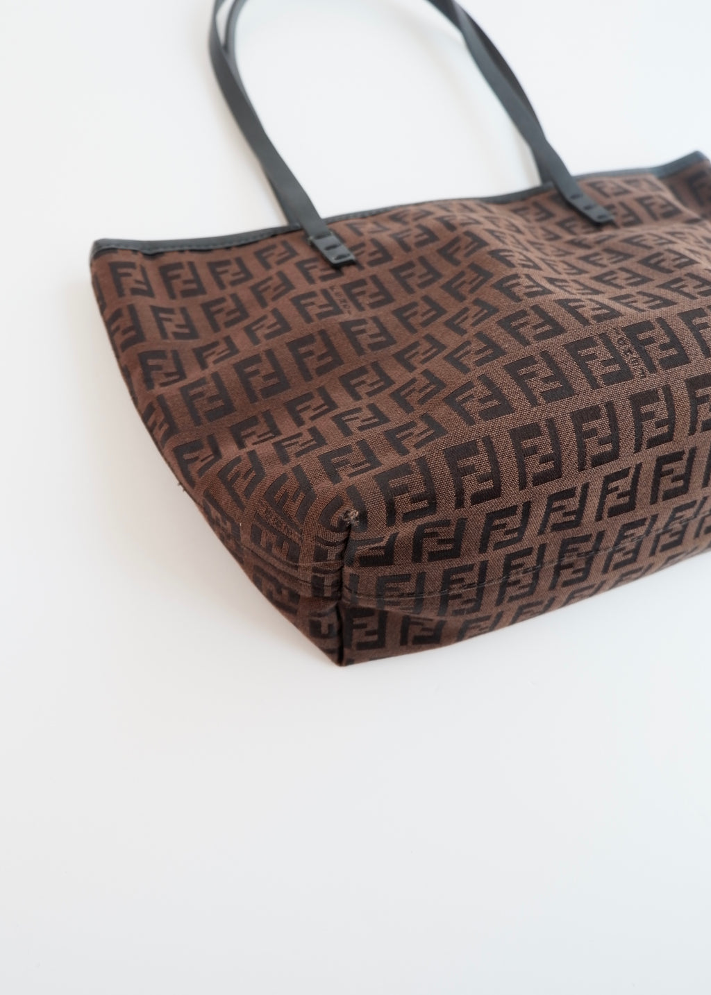 Authentique Petit Sac Fourre-tout Fendi Zucchino Marron Pré-adoré